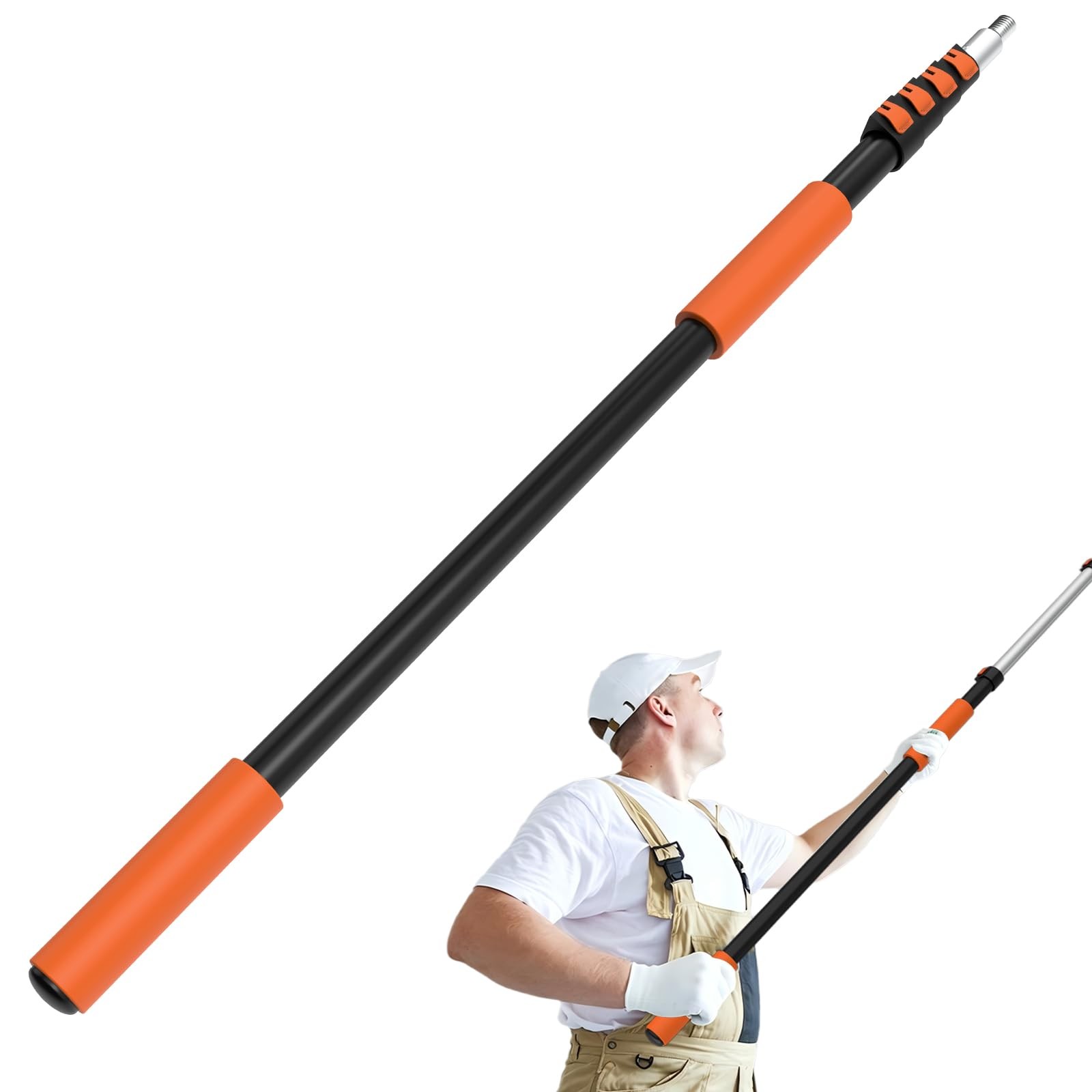 SISUPASSIE Telescoping Extension Pole, Reach to 26FT 20ft, Orange