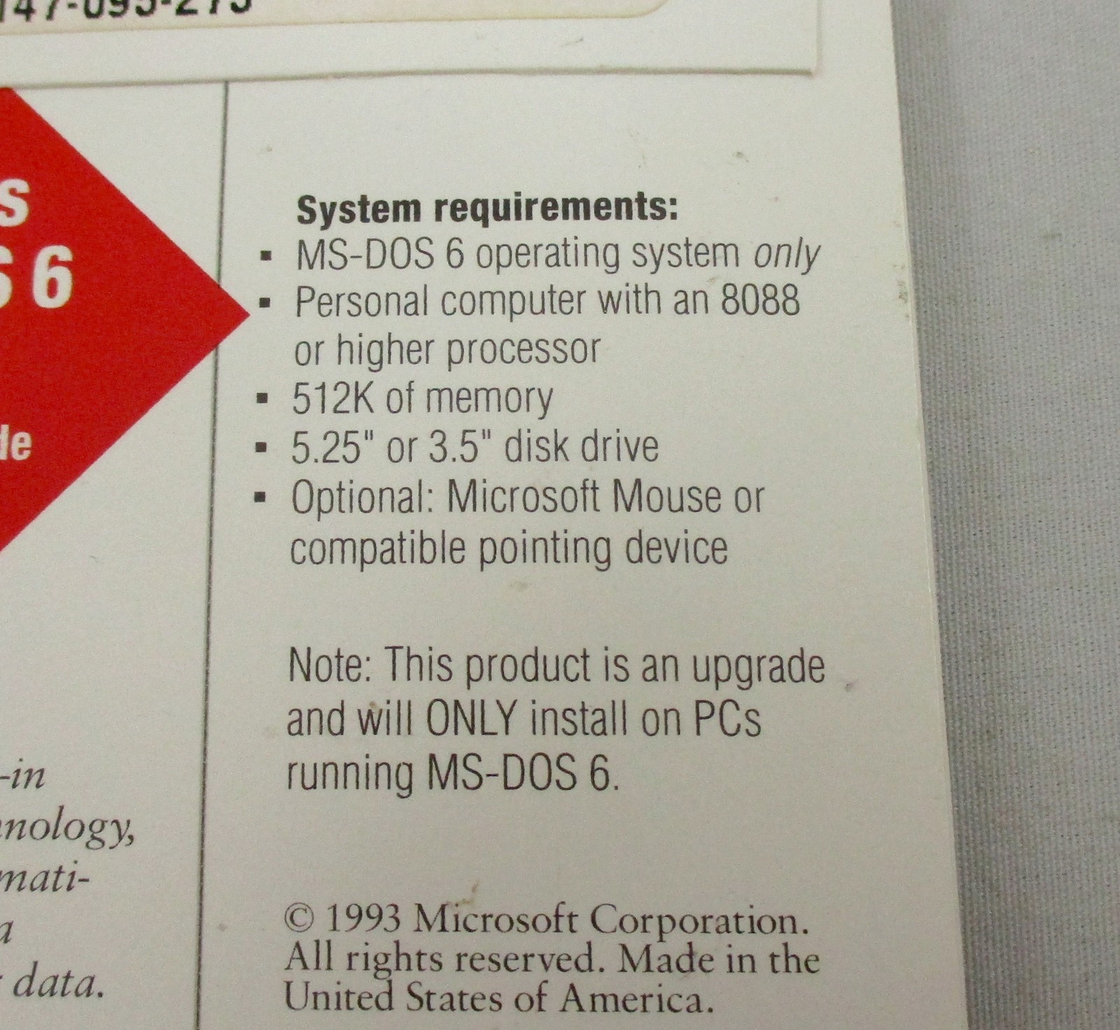 Microsoft MS-DOS 6.0 to 6.2 Step-Up PC OS Upgrade 3.5" Disk SEALED