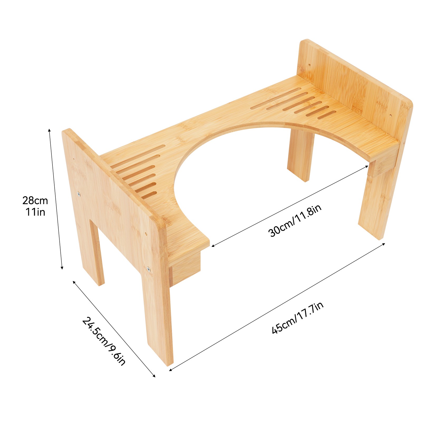Adjustable Bamboo Toilet Stool Freestanding Rectangular Poop Stool 80kg Load