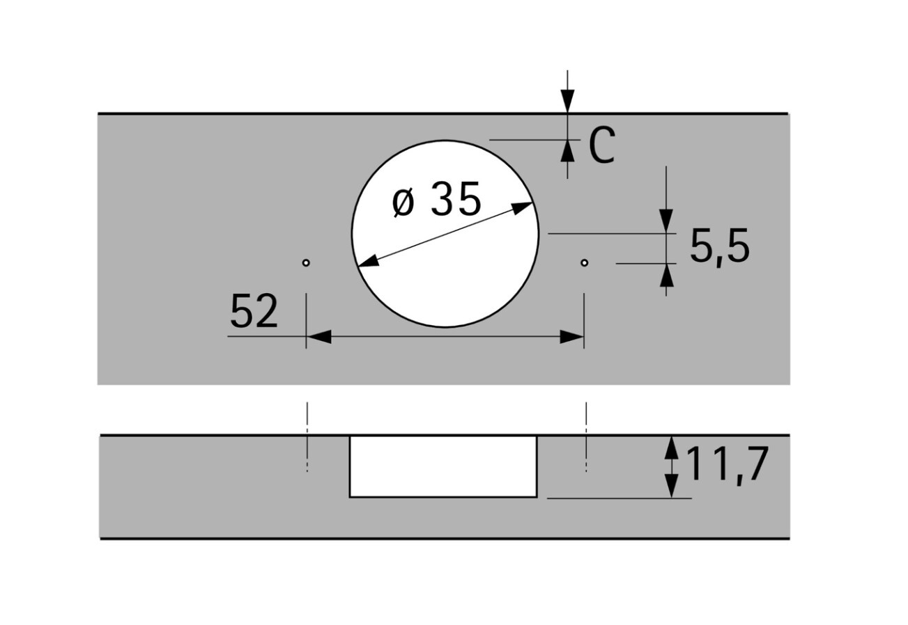 Hettich Intermat 110° Hinges (Non Softclose)