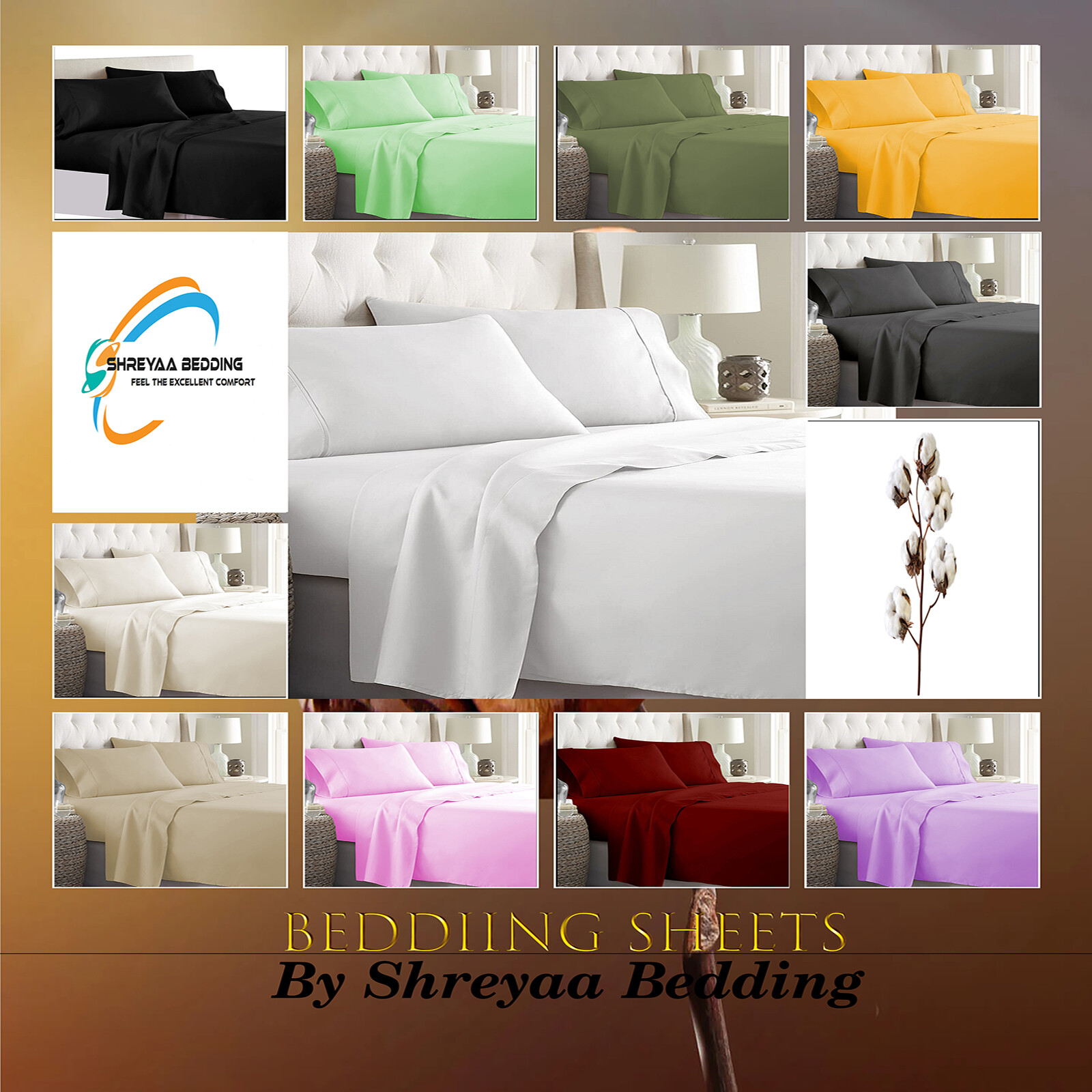 Extra Deep Pocket Bedding Sheet Set 1200TC 100%Egyptian Cotton King Size