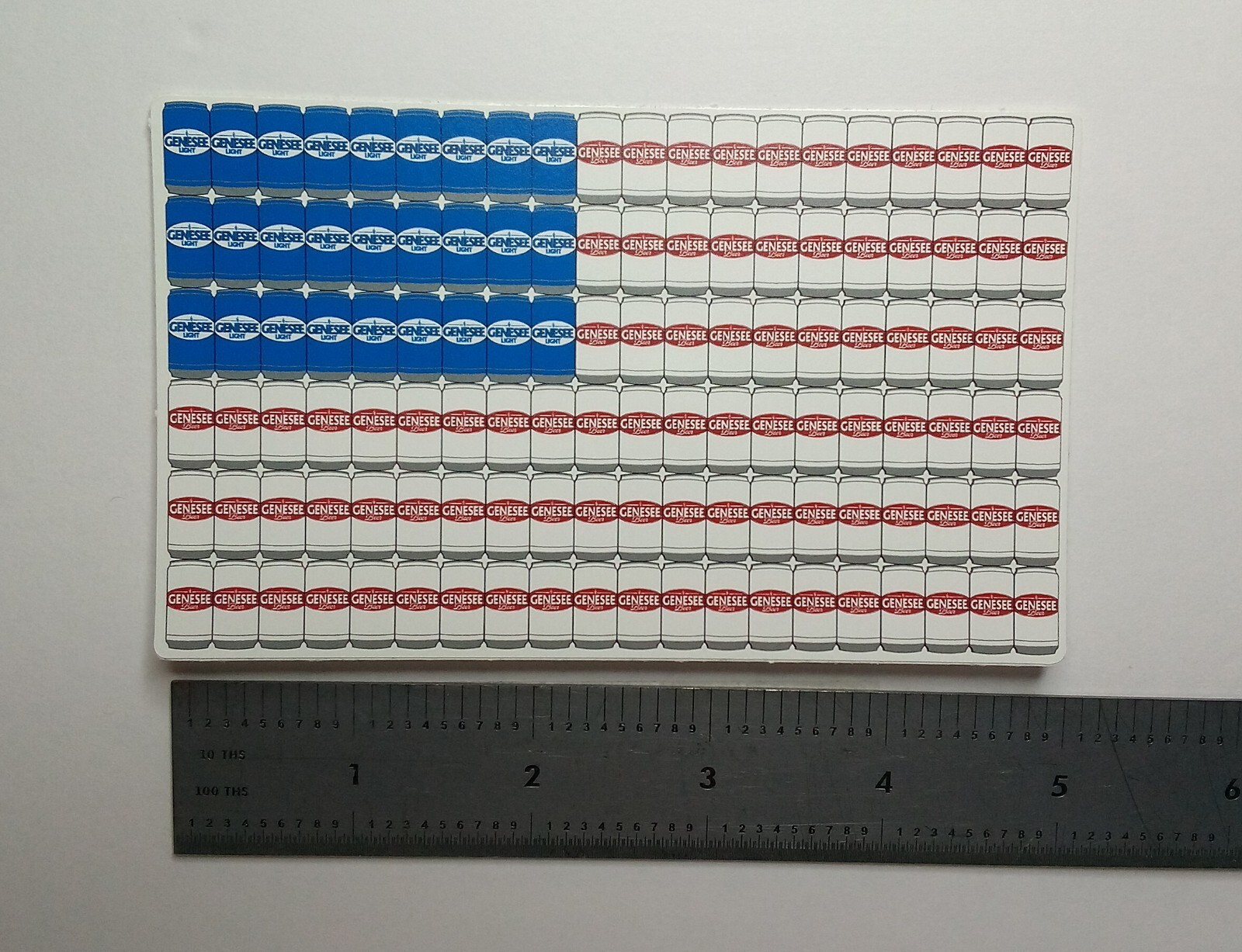 GENESEE BREWERY COMPANY of ROCHESTER NY, "GENESEE CAN FLAG" NEW VINYL STICKER