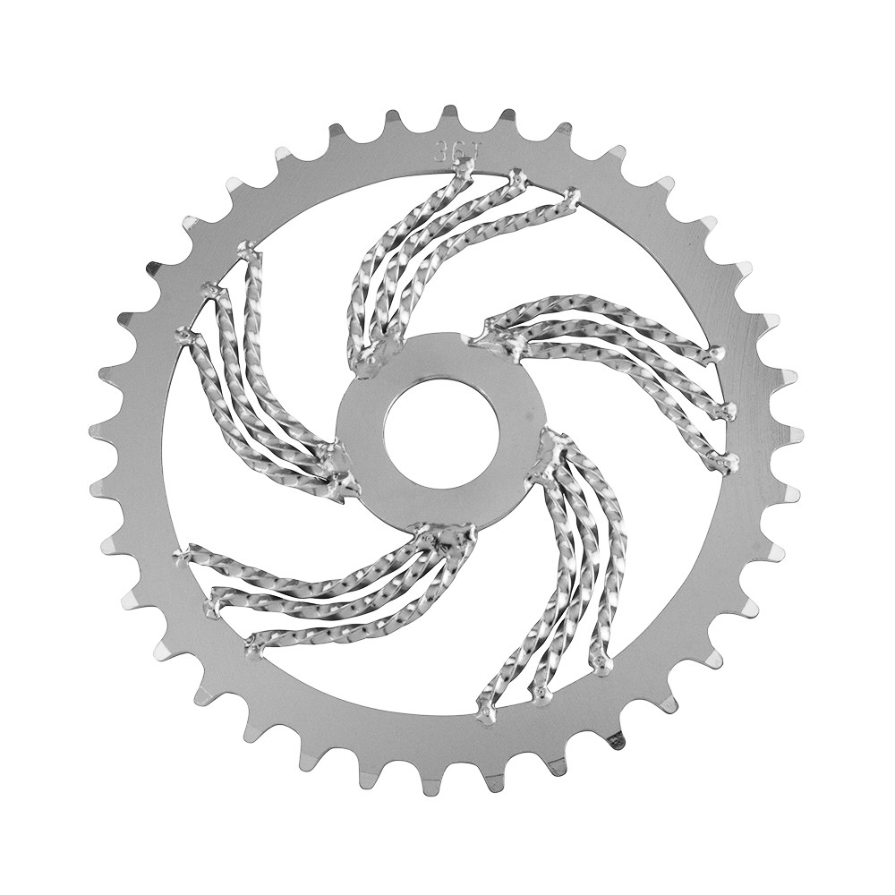 OG LOWRIDER 36T TRIPLE TWISTED CHAINRING 1/2 X 1/8 FOR 1PC CRANK CHROME