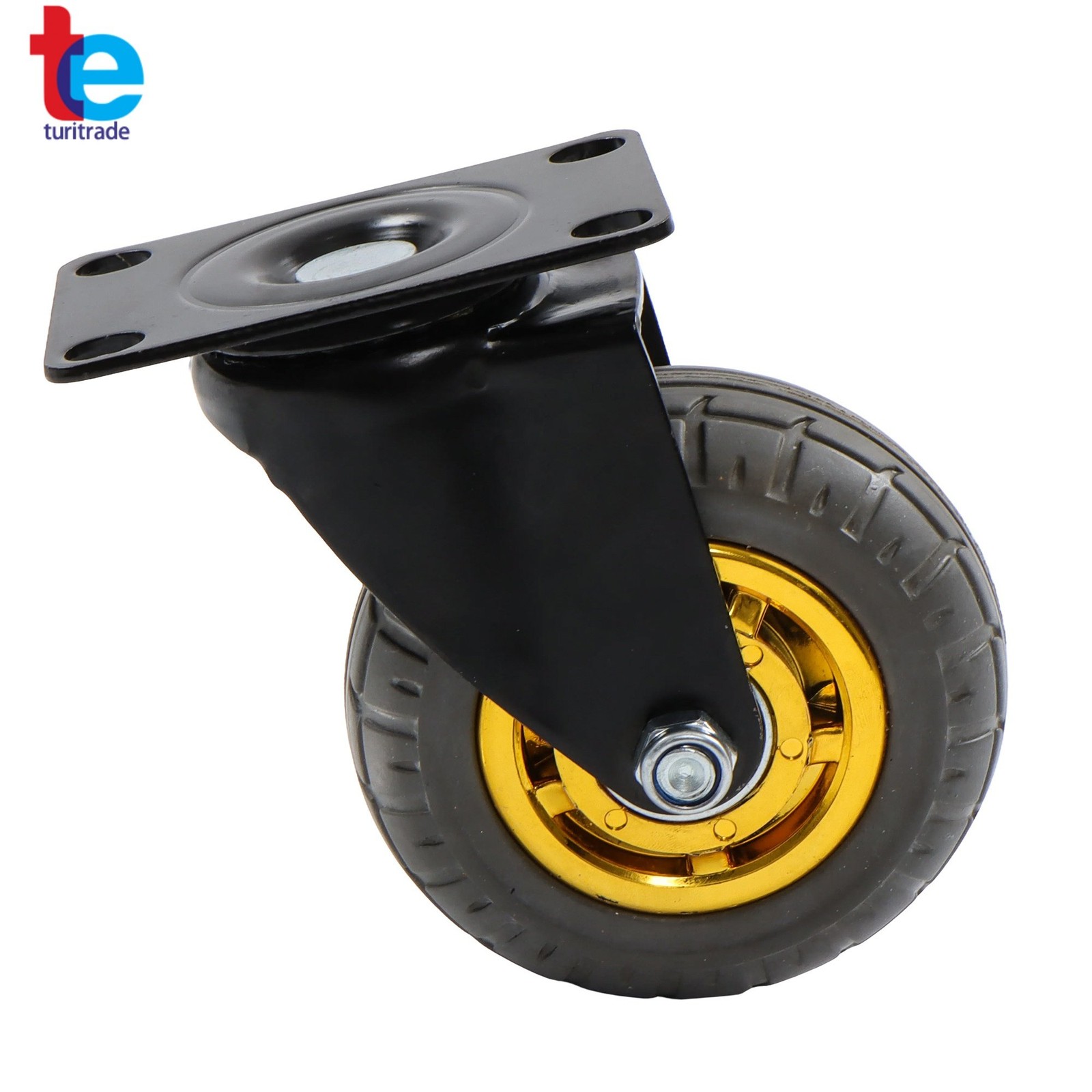 4 Pack Soft Rubber 4" Swivel Casters Wheels Universal Casters Grey Non-Marking