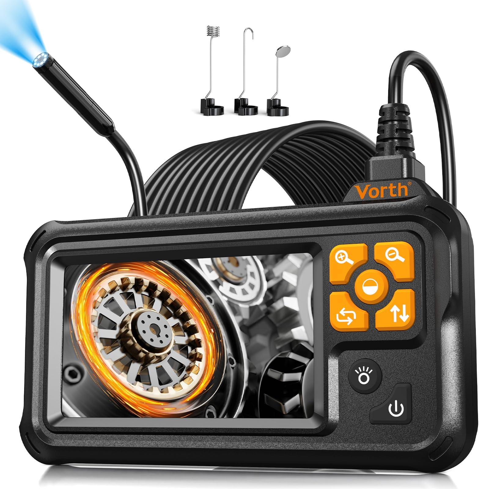 Endoscope Camera with Light, 4.3" IPS Screen 1080P Borescope with 8 LED Light...