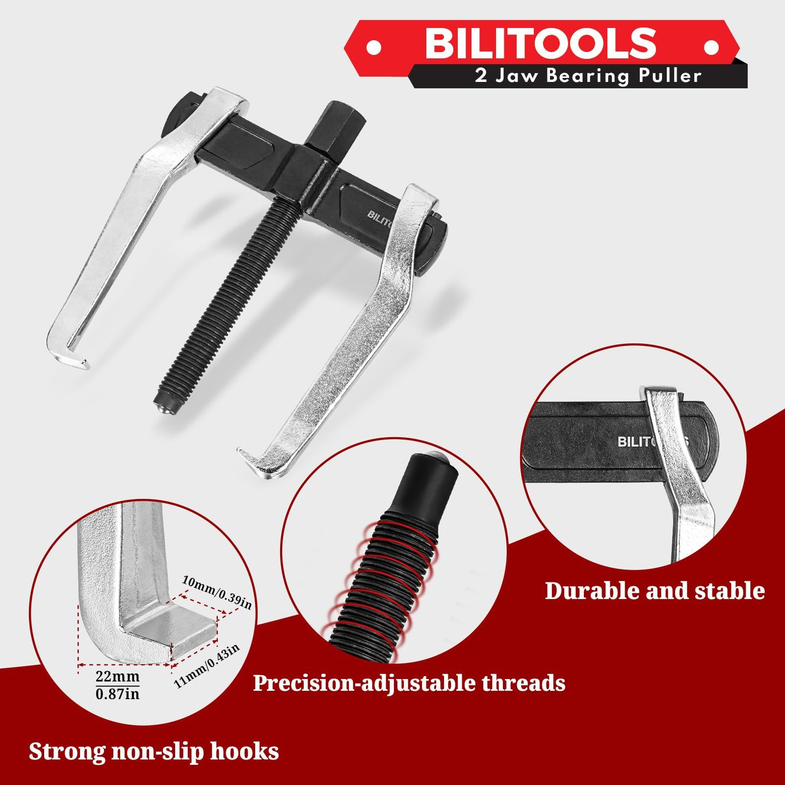 BILITOOLS 4" 2-Jaw Gear Puller, Internal External for 4”, 2 Jaw-type a