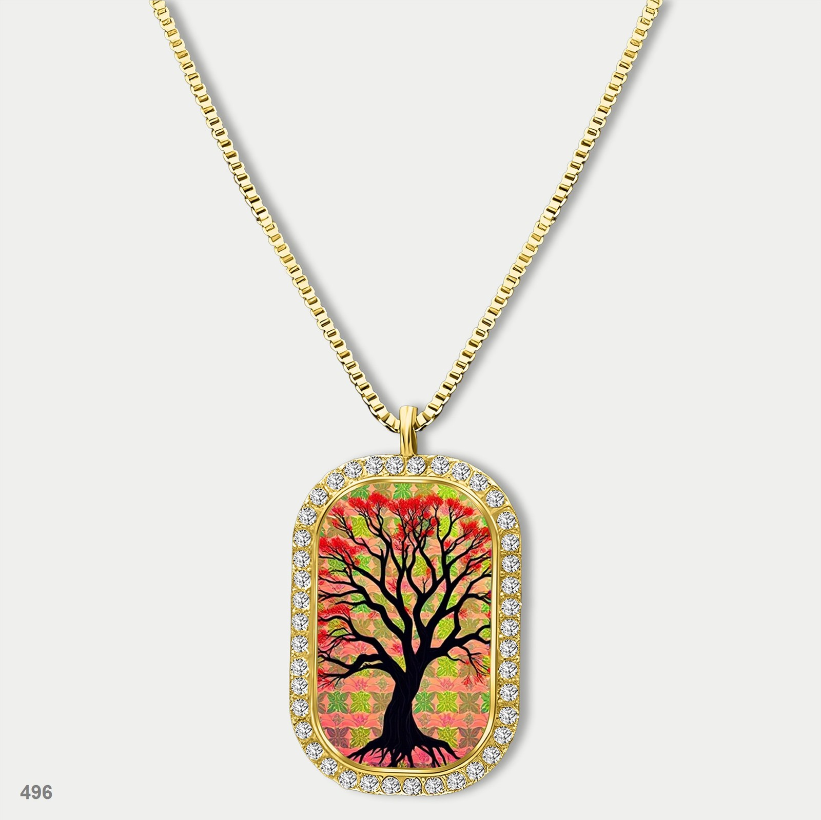Stunning Colorful Tree of Life Pendant Necklace Chain Photo Dog Tag Chain Gift D