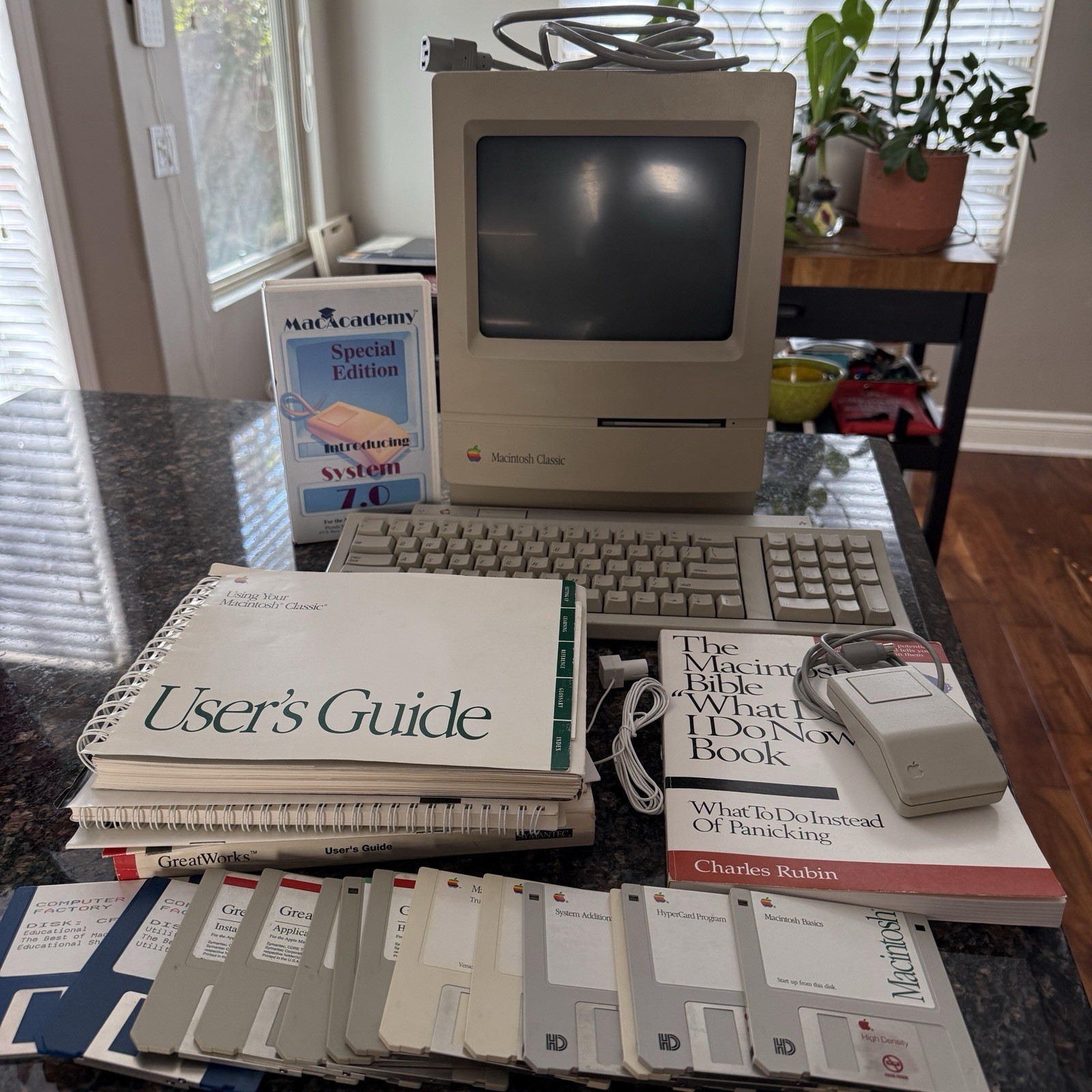 Apple Macintosh Classic 1990 Vintage Computer/Keyboard/Mouse Model M0420
