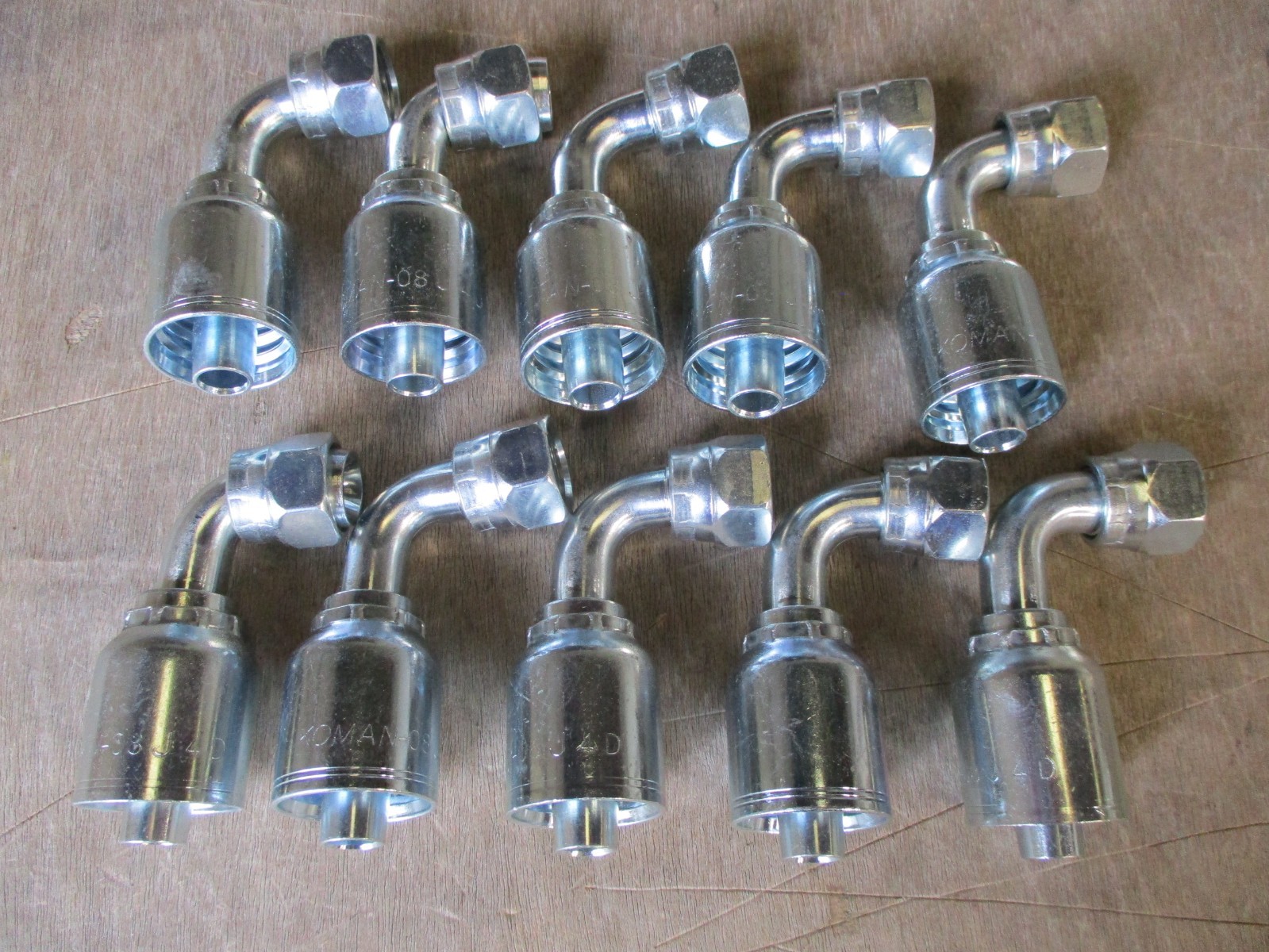10‑Pack Koman 8‑8FJX90 Hydraulic Hose Fittings – 1/2" JIC 37° Female Swivel 90°