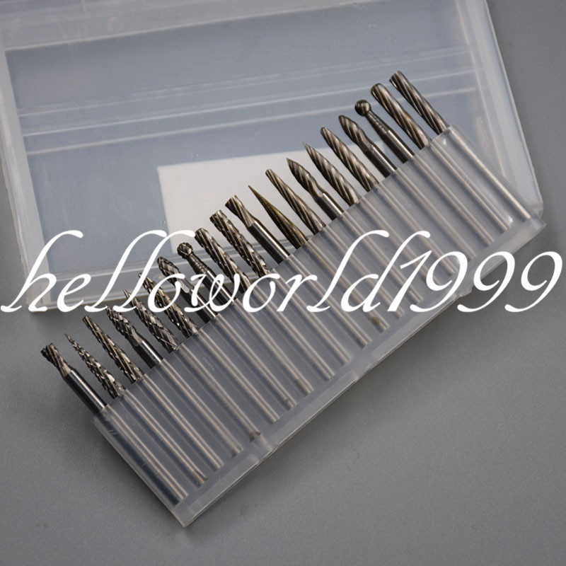 20 Pcs Tungsten Carbide Rotary Burr SET 1/8" 3.175MM Shank Milling Cutter Reamer