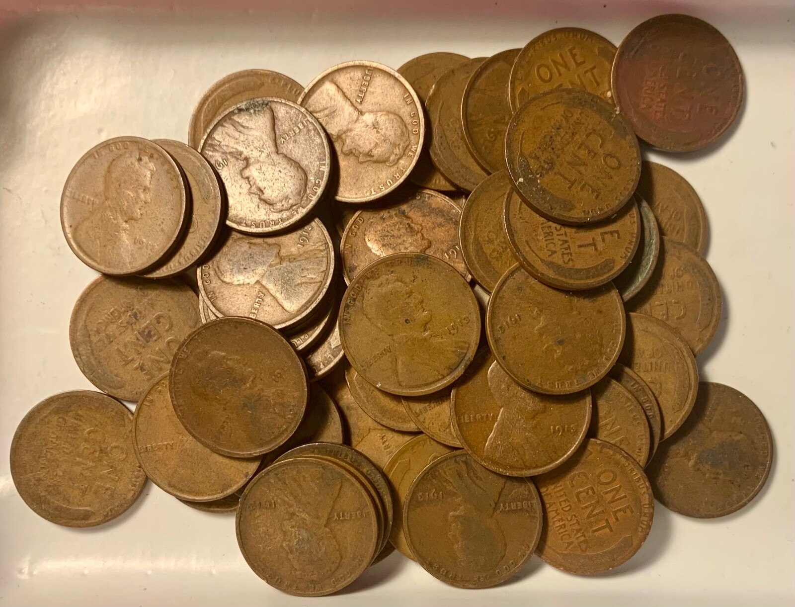 1913  Lincoln Wheat Cent Roll - 50 Coins - Average Circulated