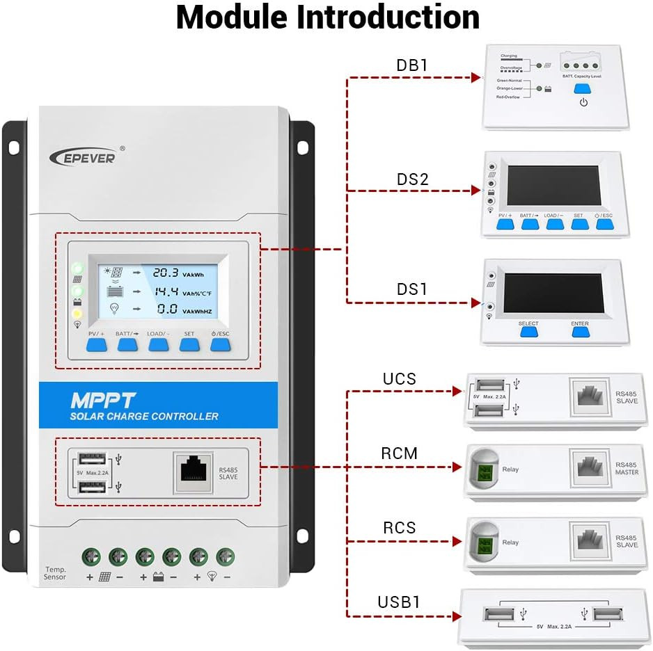 30A MPPT Solar Charge Controller 12V/24V Auto Working Max PV 100V Modular Design