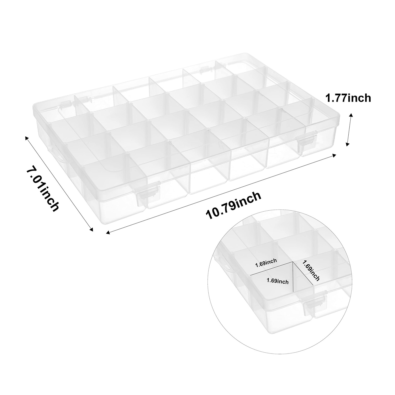 2 Pack 24 Grids Plastic Small Crafts Storage Boxes with Adjustable Dividers (...