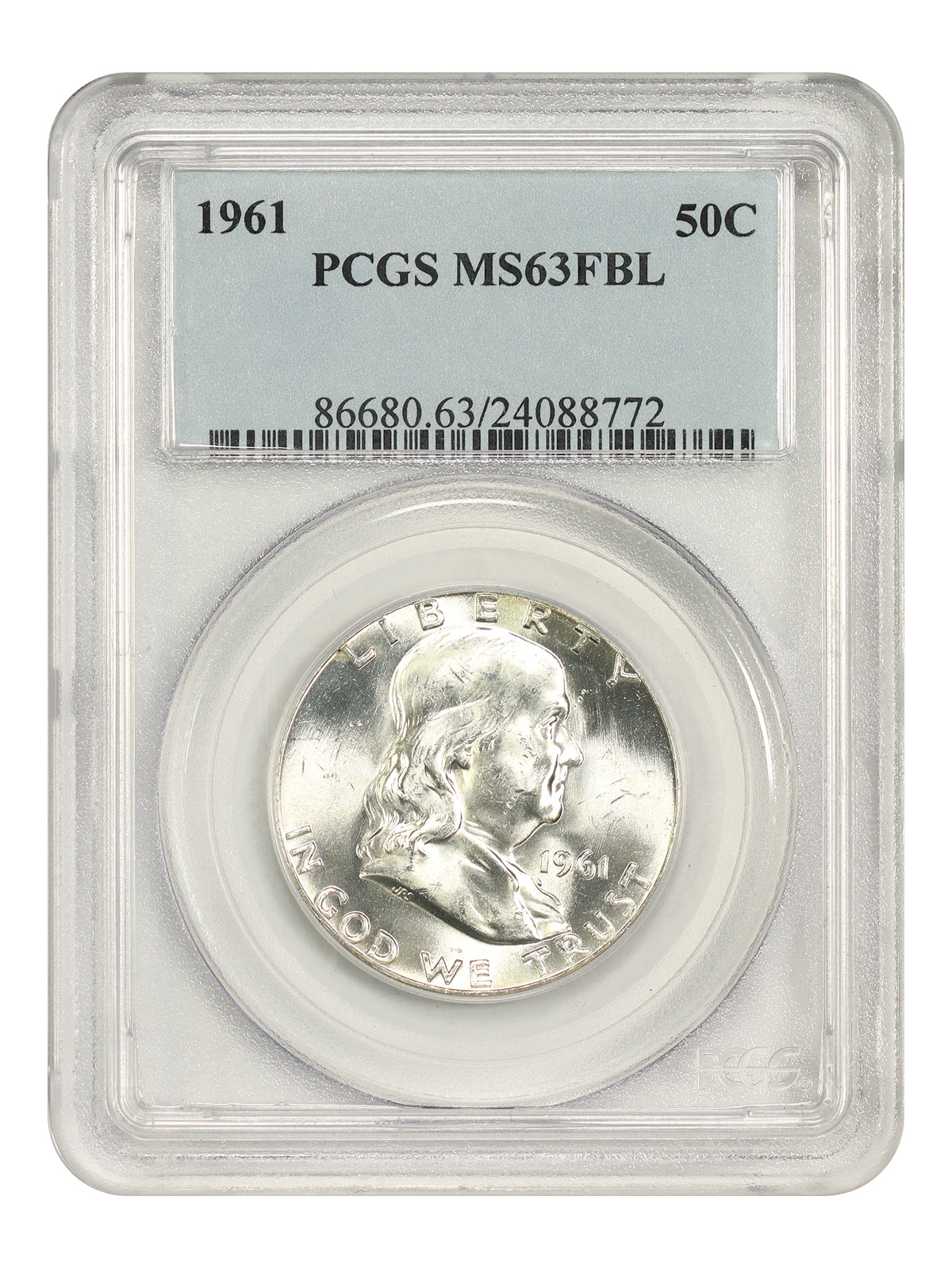 1961 50C PCGS MS63FBL - Franklin Half Dollar