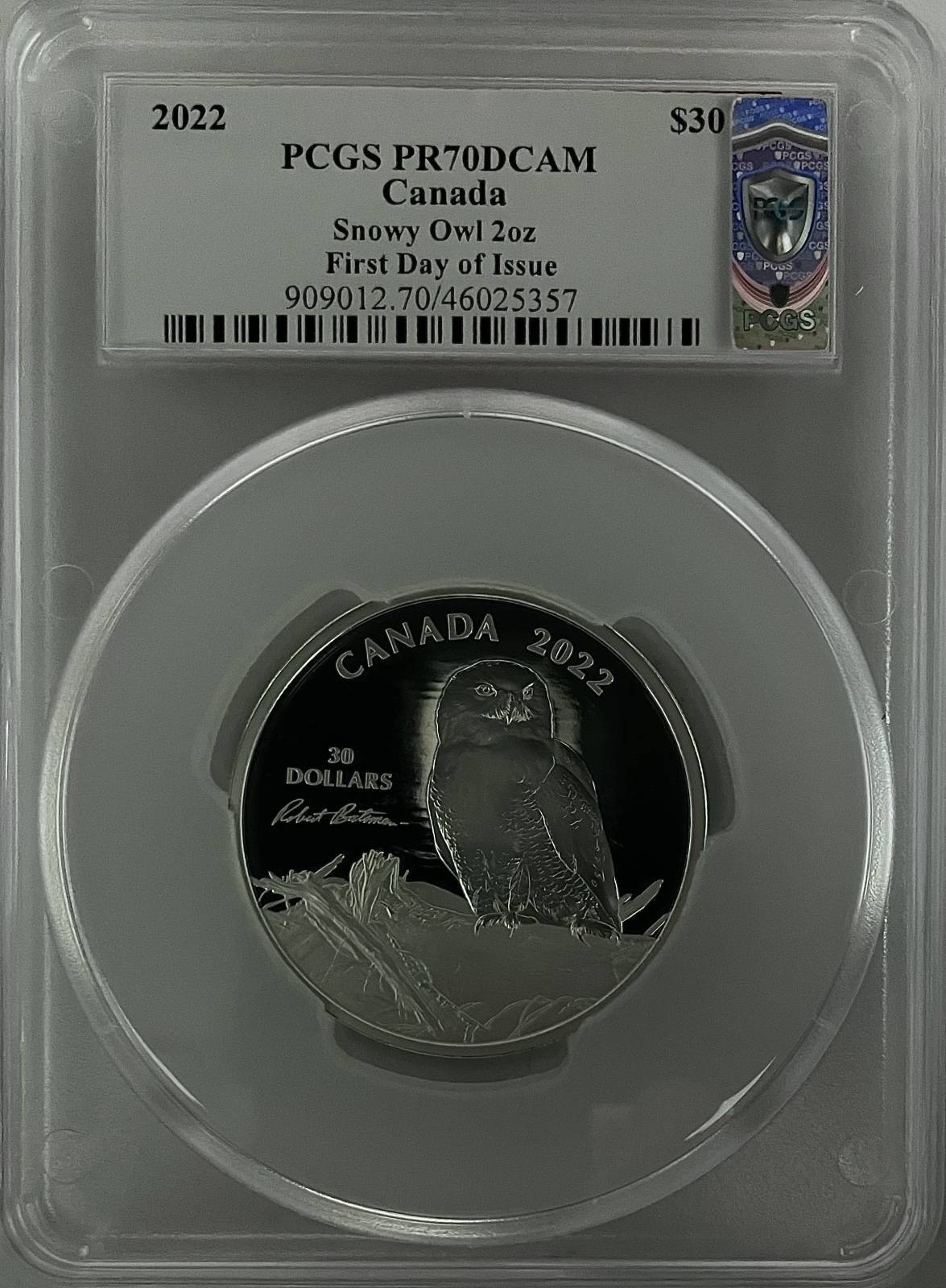 2022 - 2oz Snowy Owl Silver Coin - Canada S$30 - PCGS PR70DCAM FDOI (D-14)