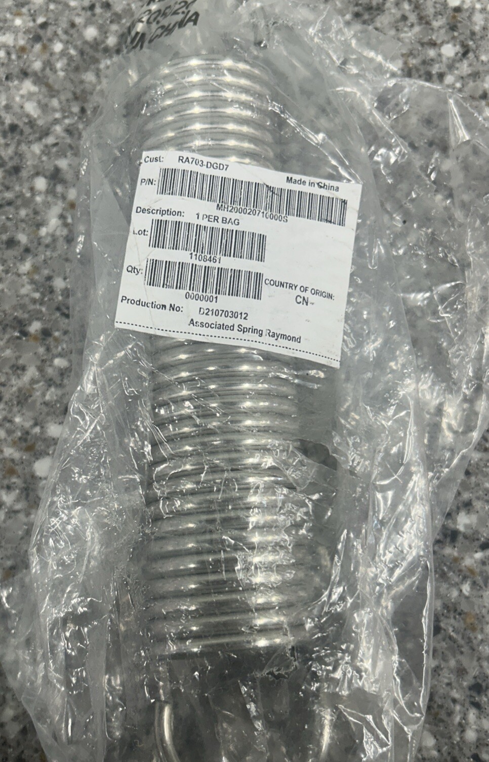MH200020710000S EXTENSION SPRING W/HOOKS AS Raymond