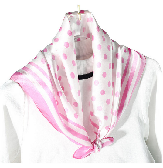 100% Silk 20" small Square Scarf Women neckerchief Wrap Polka Dot pink MY151-3