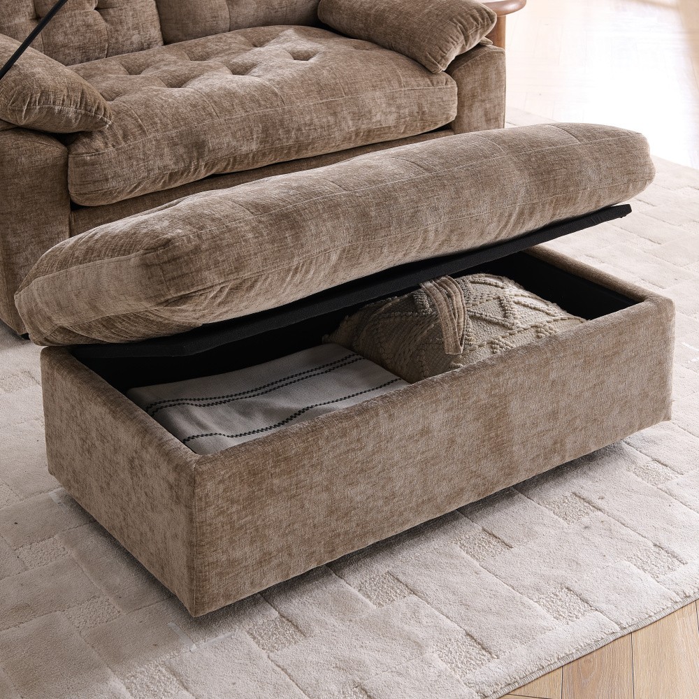 Double Sofa Recliner w/ Adjustable Backrest, USB Port, Ottoman - Brown