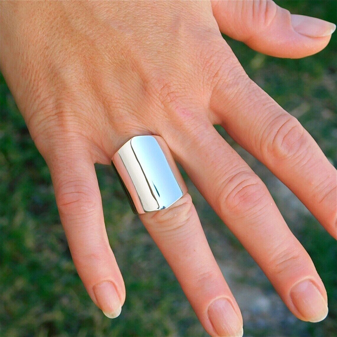 Long Large Statement Ring Cigar Ring 925 Solid Silver Tube Ring Handmade Ring