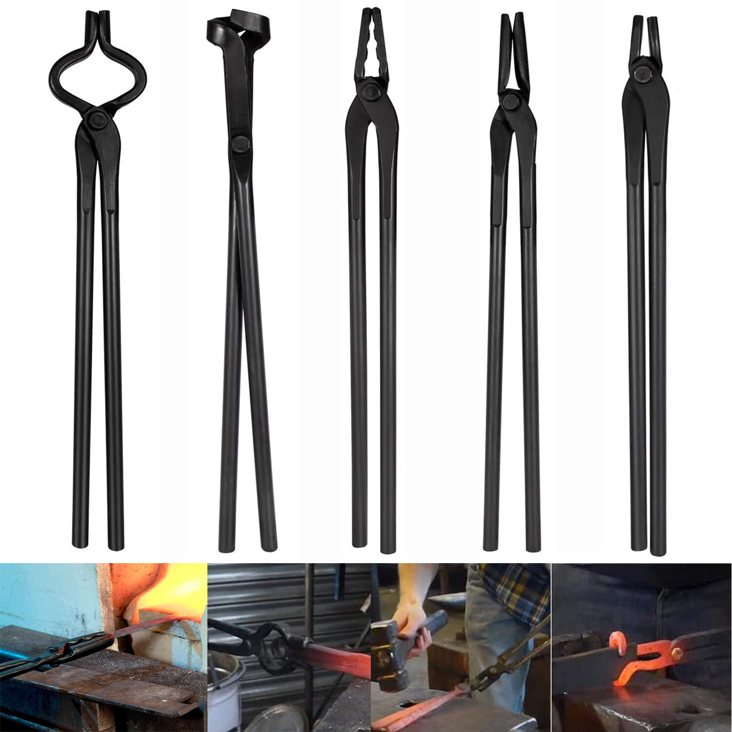 Blacksmith Bladesmith Anvil Forge Knife Making Bolt Tongs Set Knife Tongs Tools