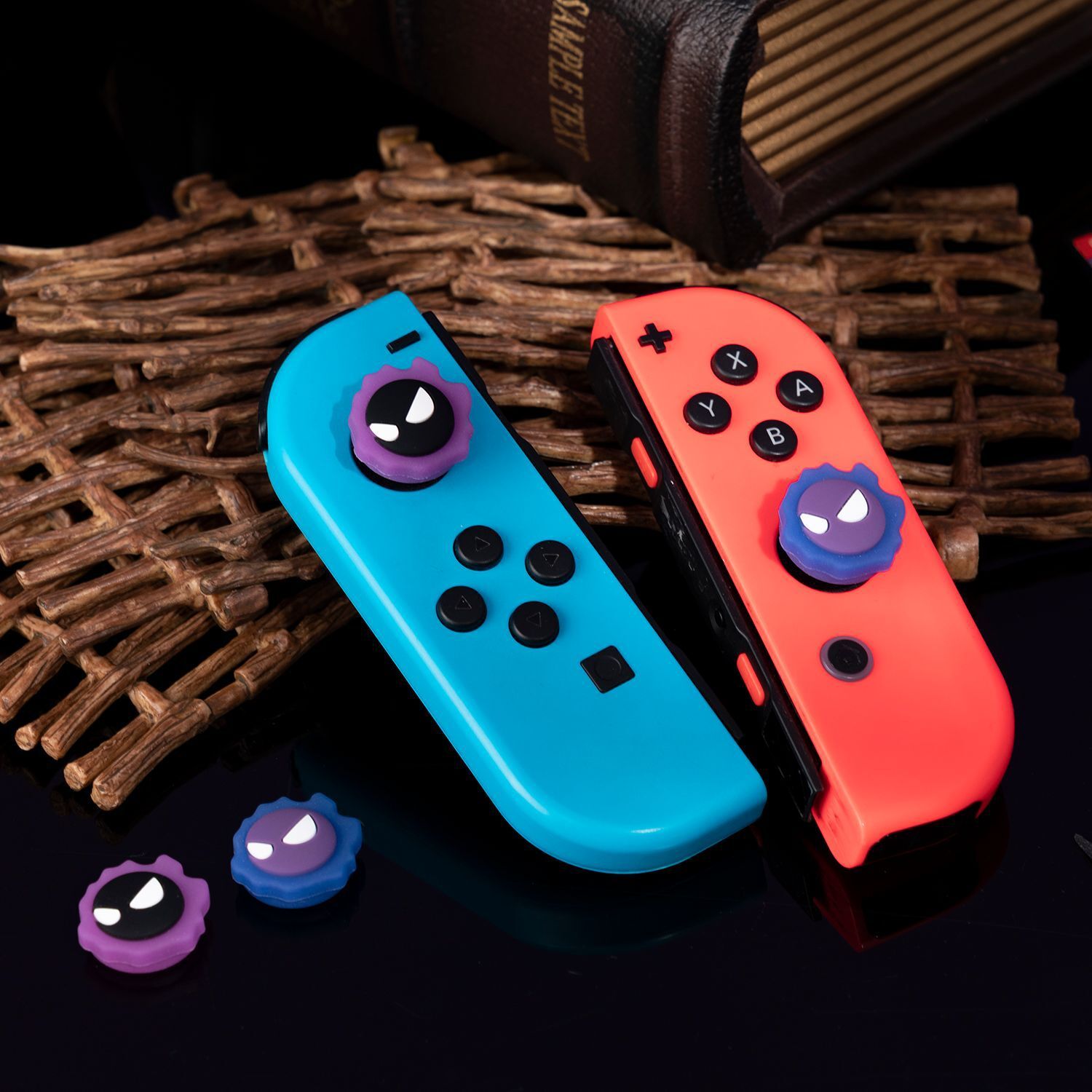 4PCS Thumb Grip Analog Stick Caps for Switch/ Switch OLED Luminous Purple Devil