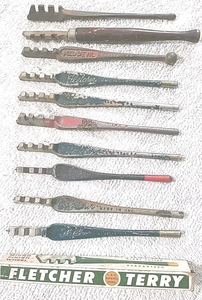 Vintage Lot Of 10 Glass Cutters. Fletcher, Red Devil, Unbranded. USA Made Tools.