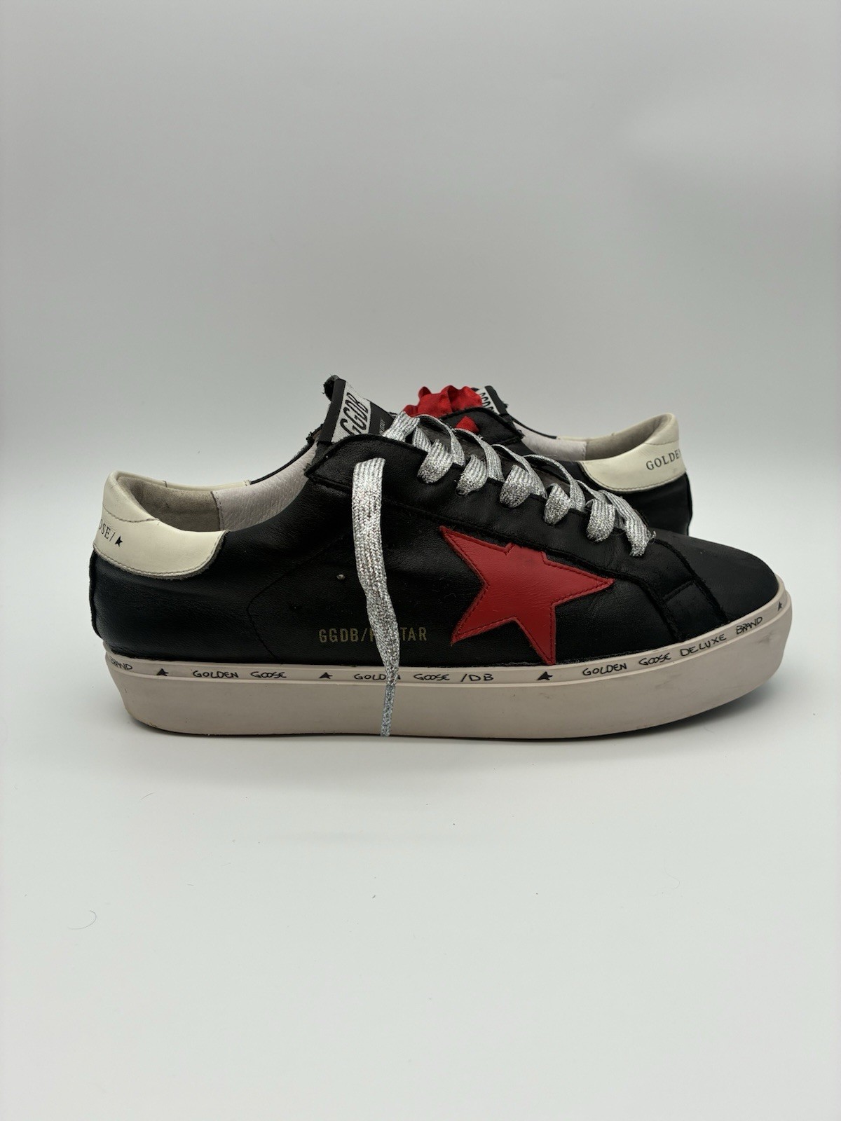 Golden Goose Hi Star Women Sz 41 US 10 Black Leather Red Star Skater Streetwear