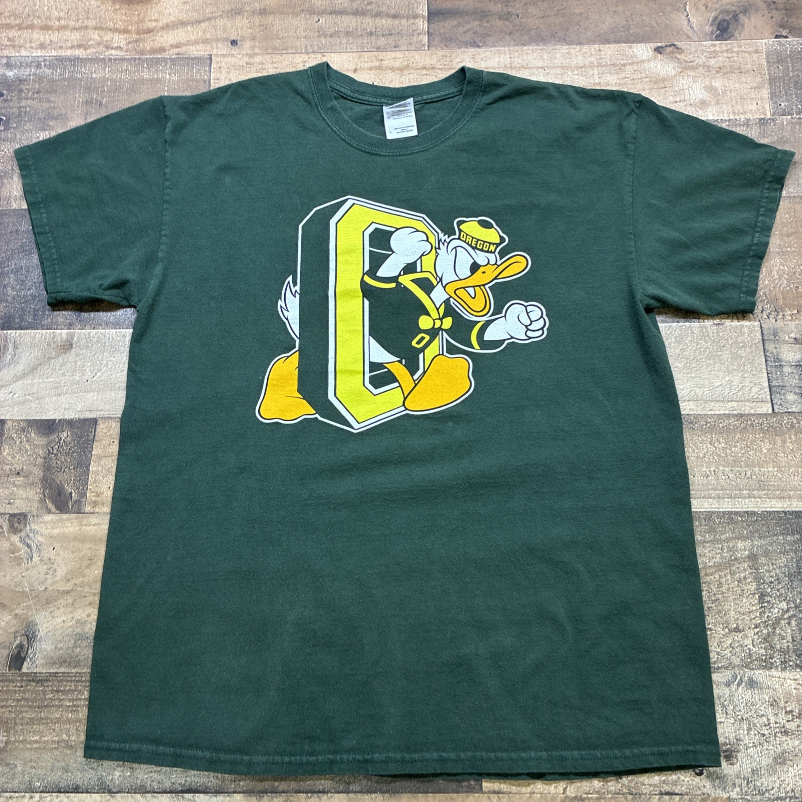 University of Oregon Ducks Mens Shirt SZ Large Green Graphic Print Tee NCAA