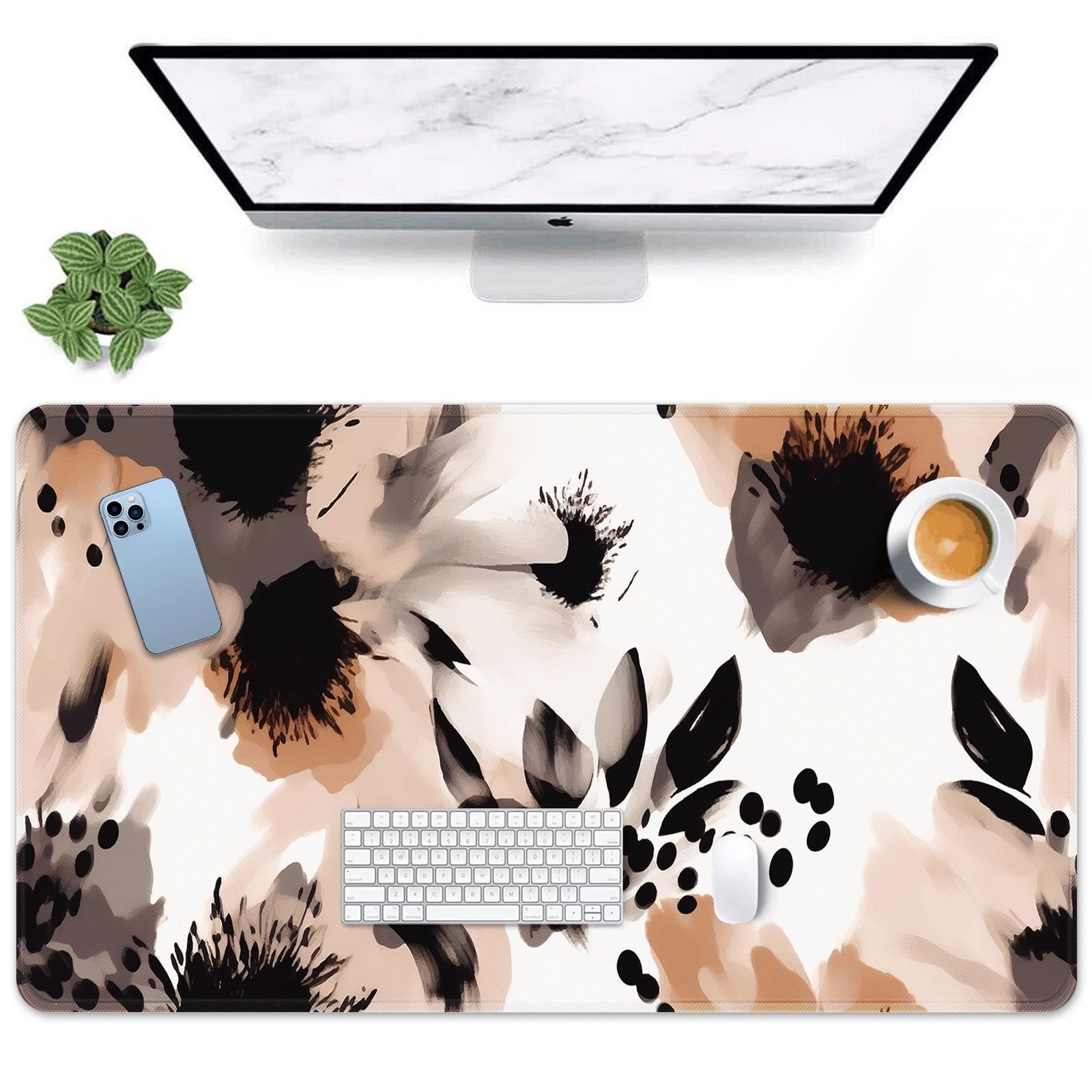 Arttown Brown Boho Tribal 31.5L x 15.7W inches, Ink Style Flowers