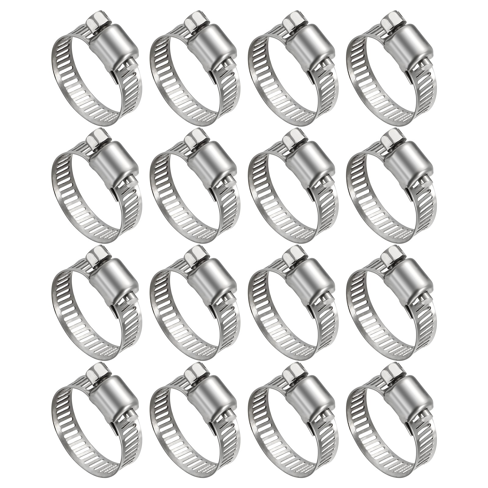16 Pack Stainless Metal Hose Clamps, Large Adjustable from 0.6" - 1"