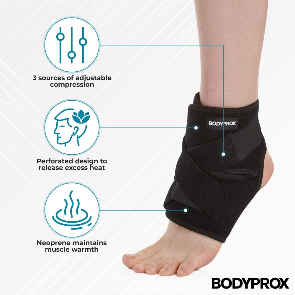 Bodyprox Ankle Support Brace, Breathable Adjustable Wrap, 1 Pack | for Men & Wom
