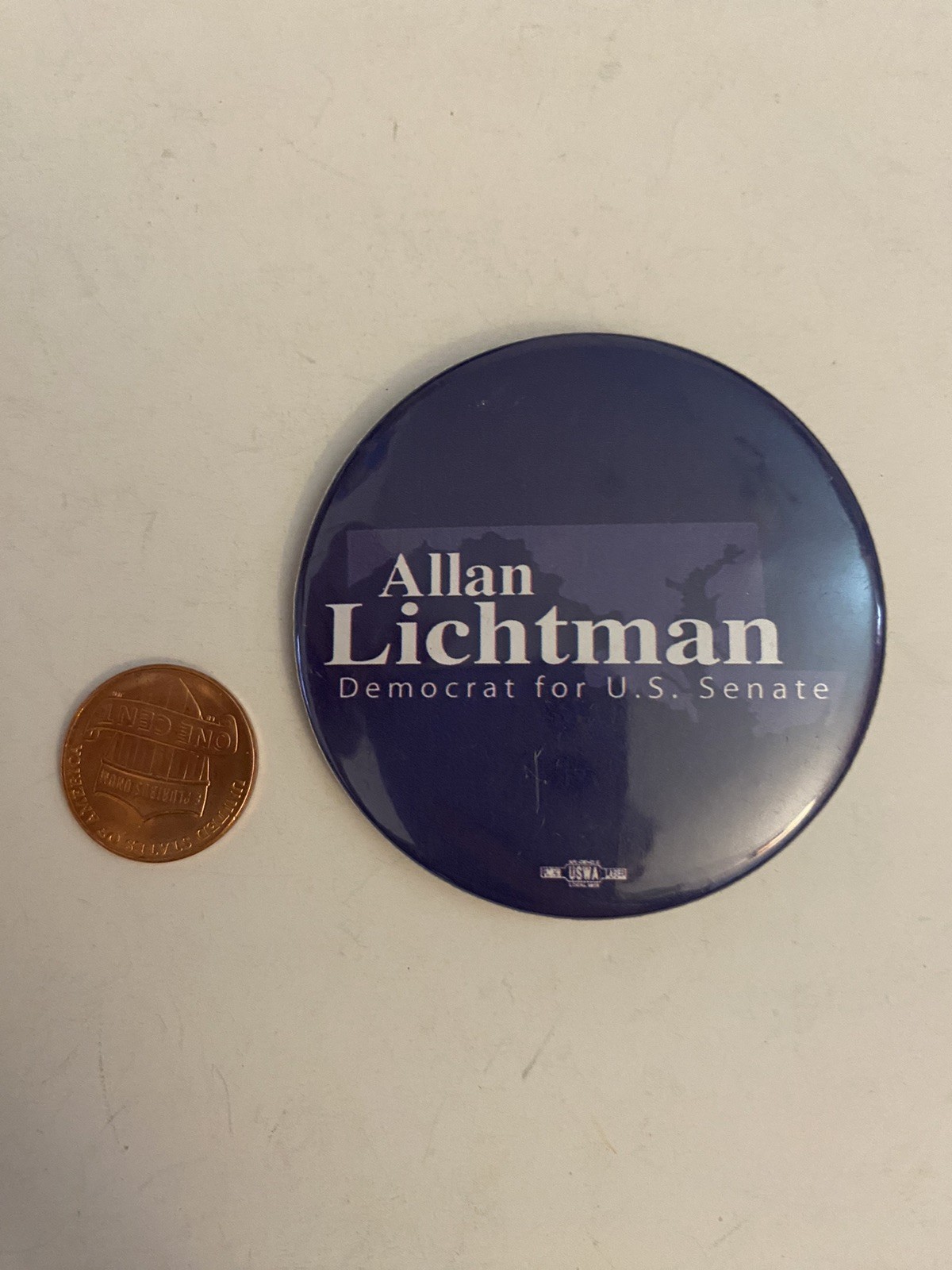 Allan Lichtman Democrat For U.S. Senate Political Pin Back Button P31