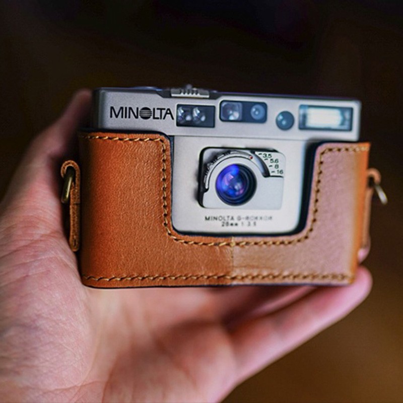 Genuine Leather Camera Bag Case Storage Cover Belt Strap For Minolta TC-1 TC1