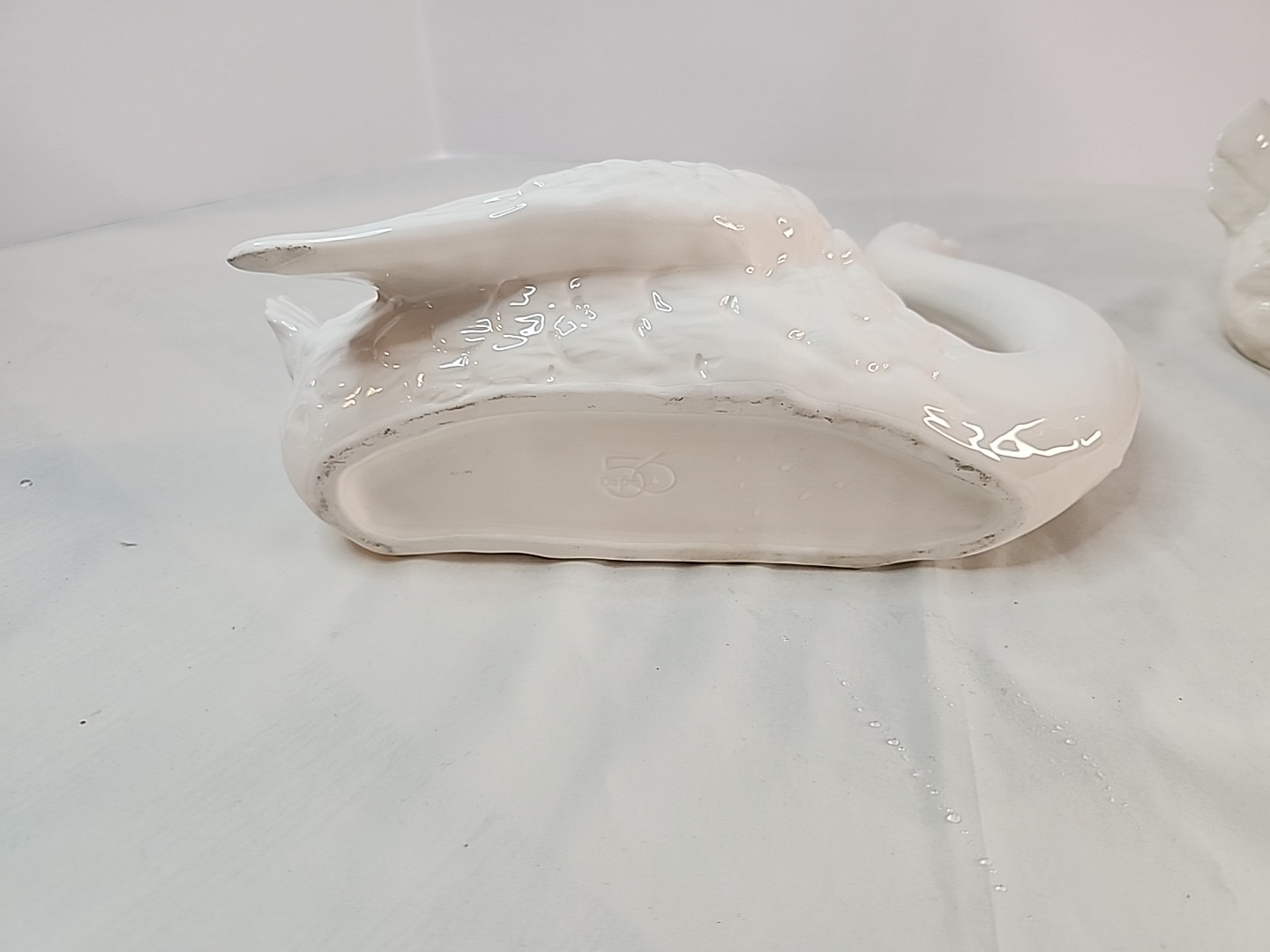 Dept 56 Ceramic Hugging Swan Planters Intertwined Necks White Japan PLEASE READ