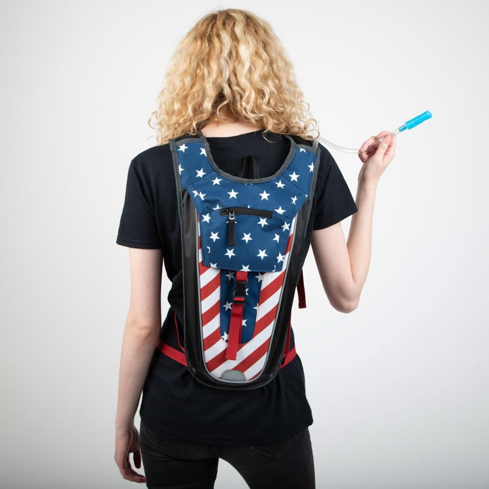 America U.S. Red White & Blue Flag Hydration Bag