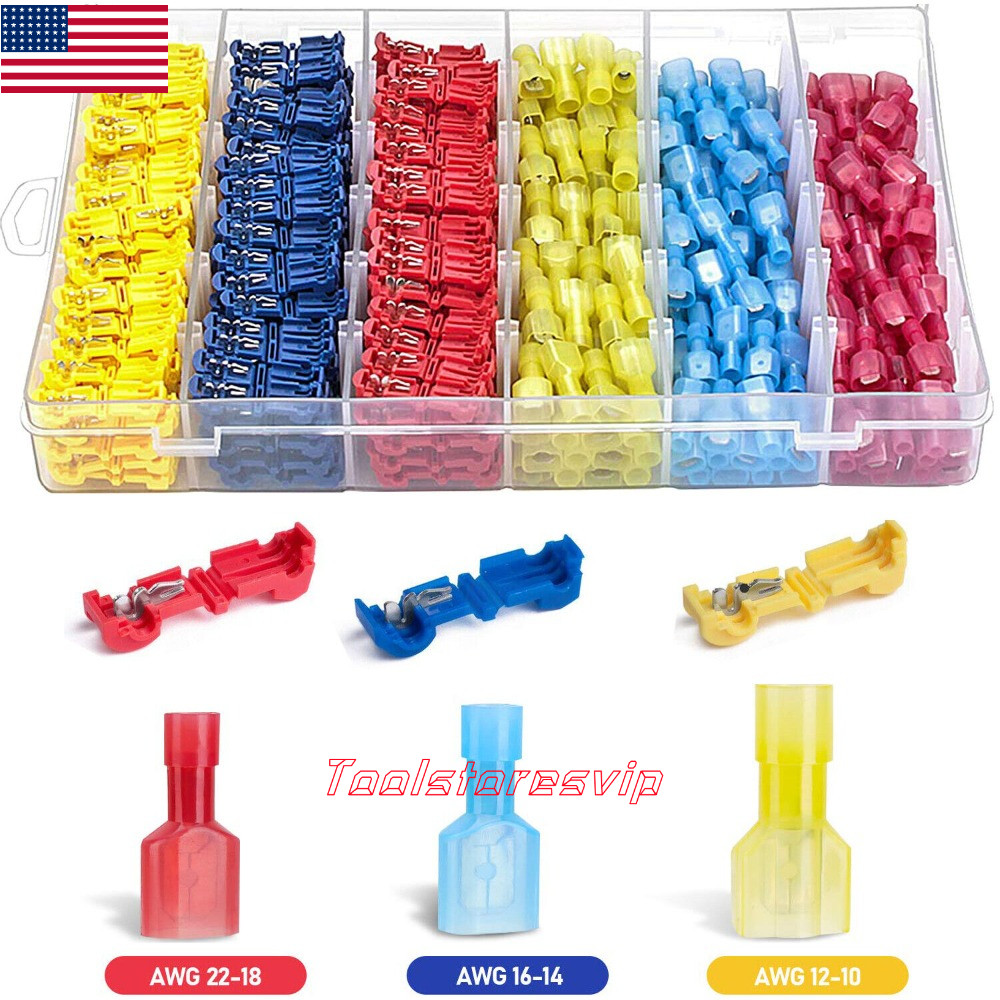 480Pcs Insulated T-Taps Quick Splice Crimp Terminals Electrical Wire Connectors