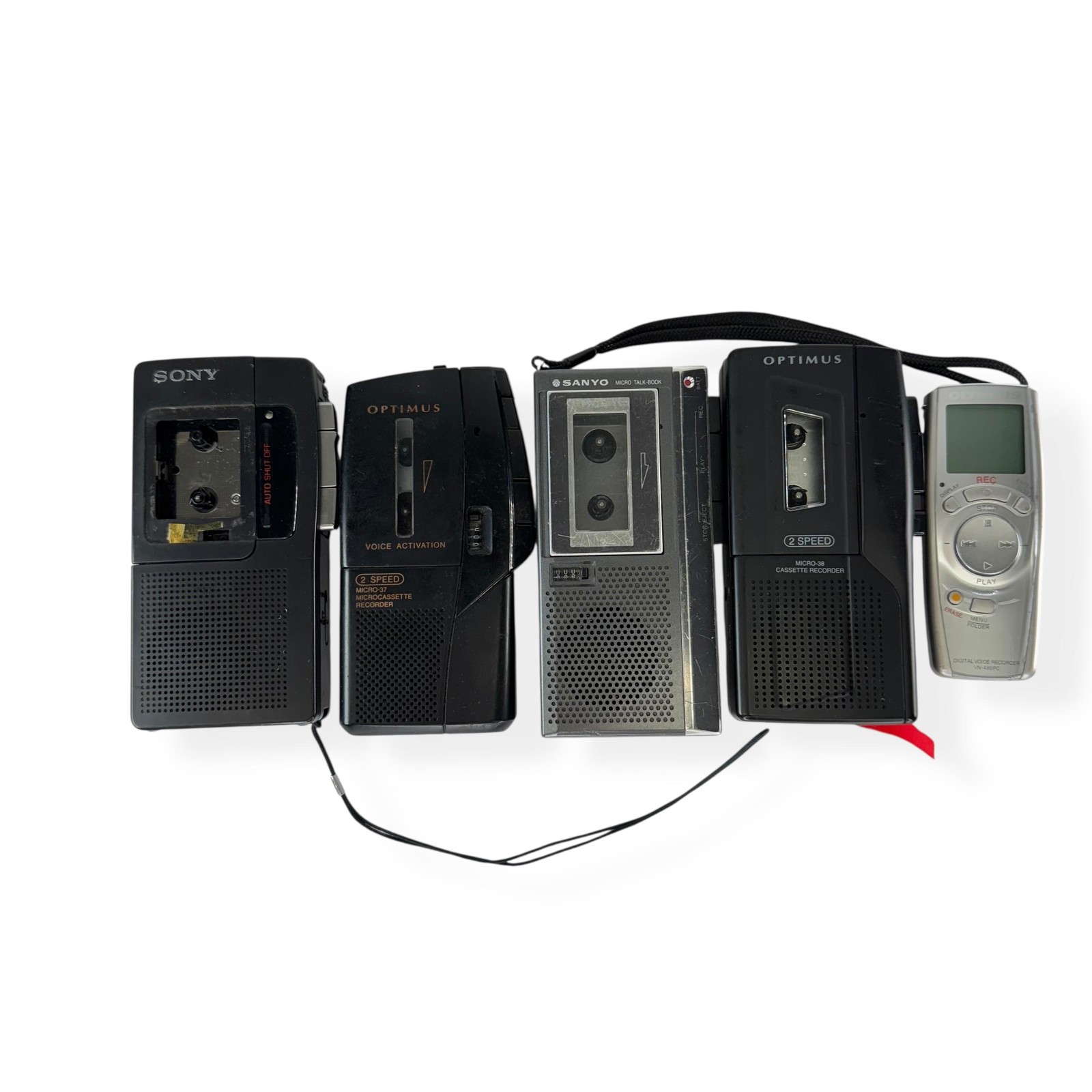 Vintage Sony Optimus Sanyo Olympus Microcassette Voice Recorders Lot Parts Repai