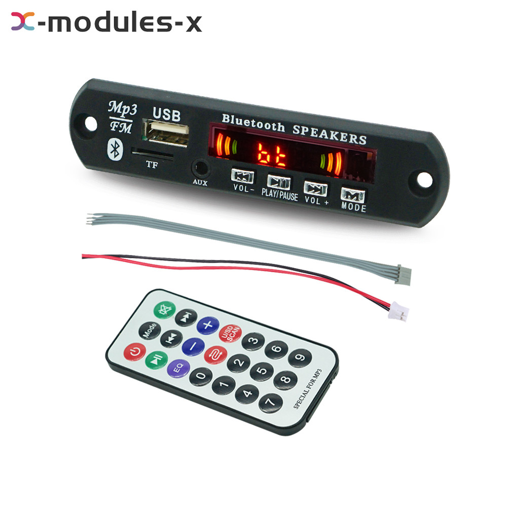 Wireless Bluetooth 12V MP3 WMA Decoder Board Audio Module USB TF Radio + Battery