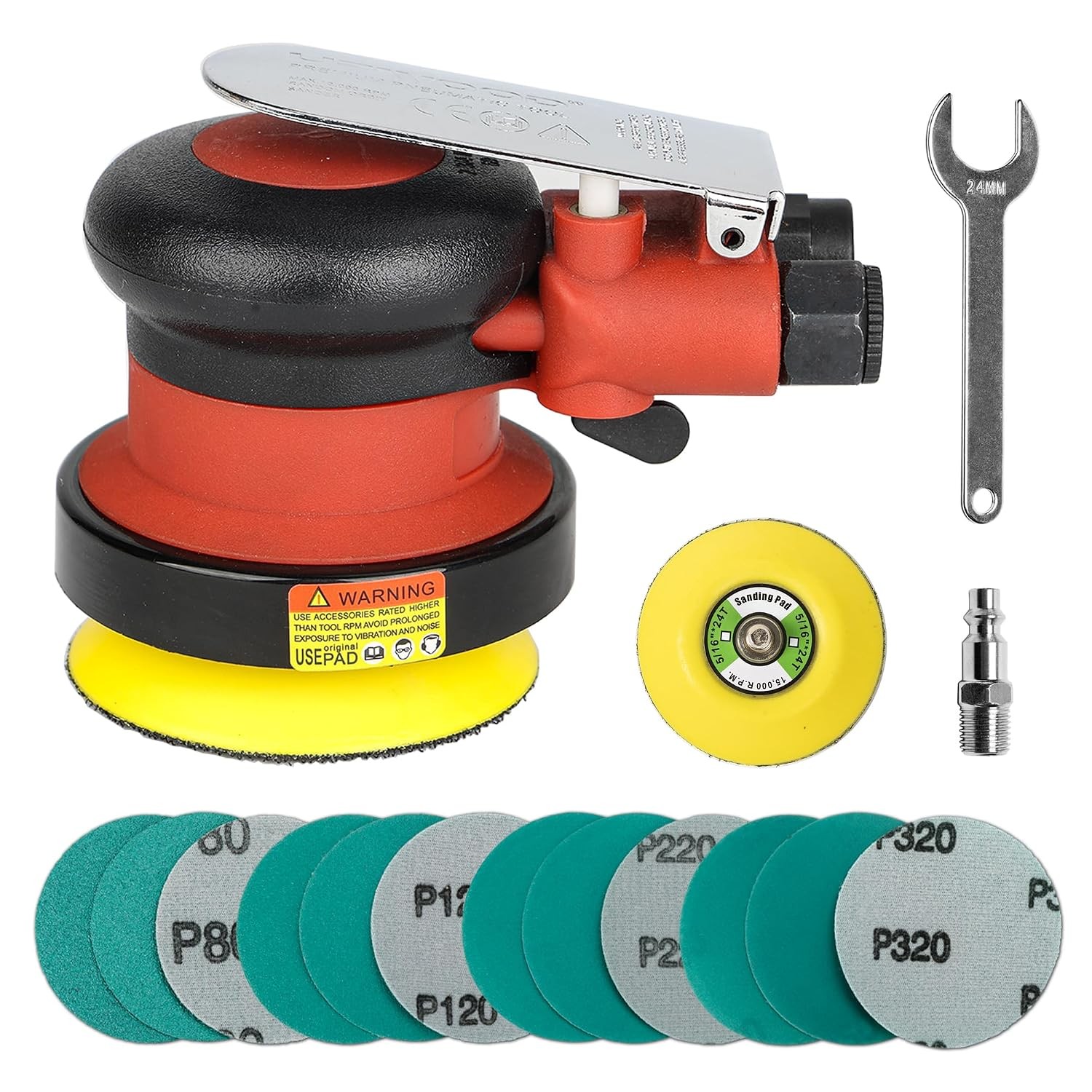 3 Inch Mini Palm Pneumatic Random Orbital Air Sander 12000 RPM 3/32" Orbit