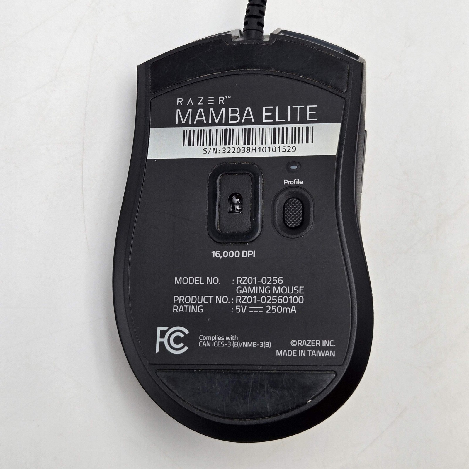 Razer Mamba Elite Black 16000 DPI Optical Sensor Computer Gaming Mouse Used - A