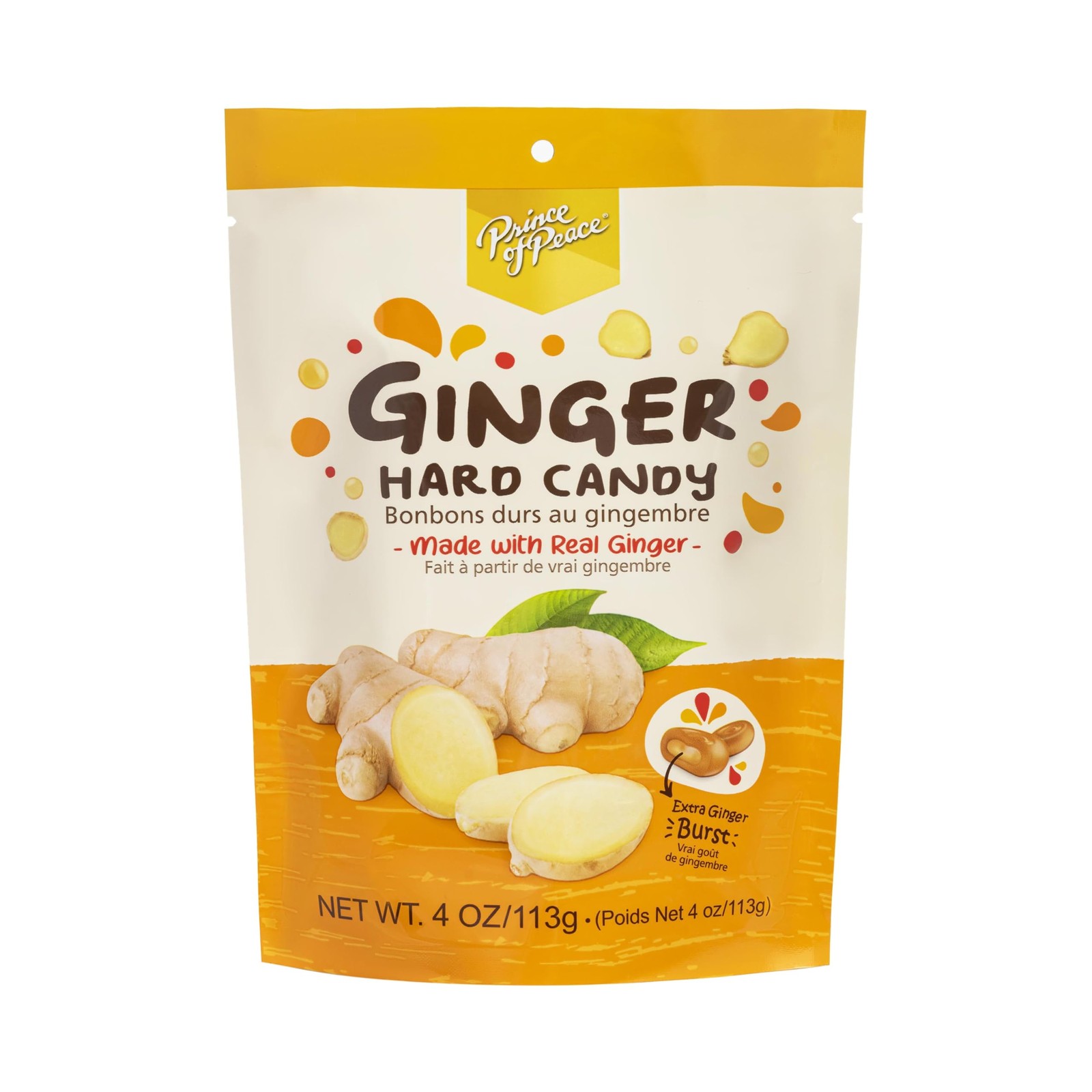 Ginger Hard Candy Center Filled Burst Natural Digestive Aid Individually Wrap...
