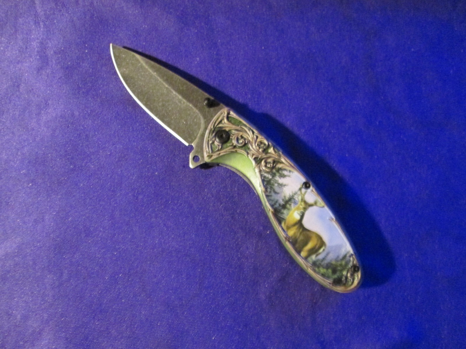 RITE EDGE 4 1/2" 3D PRINTED DEER FOLDER LOCKBACK KNIFE WITH BELT CLIP #PD15