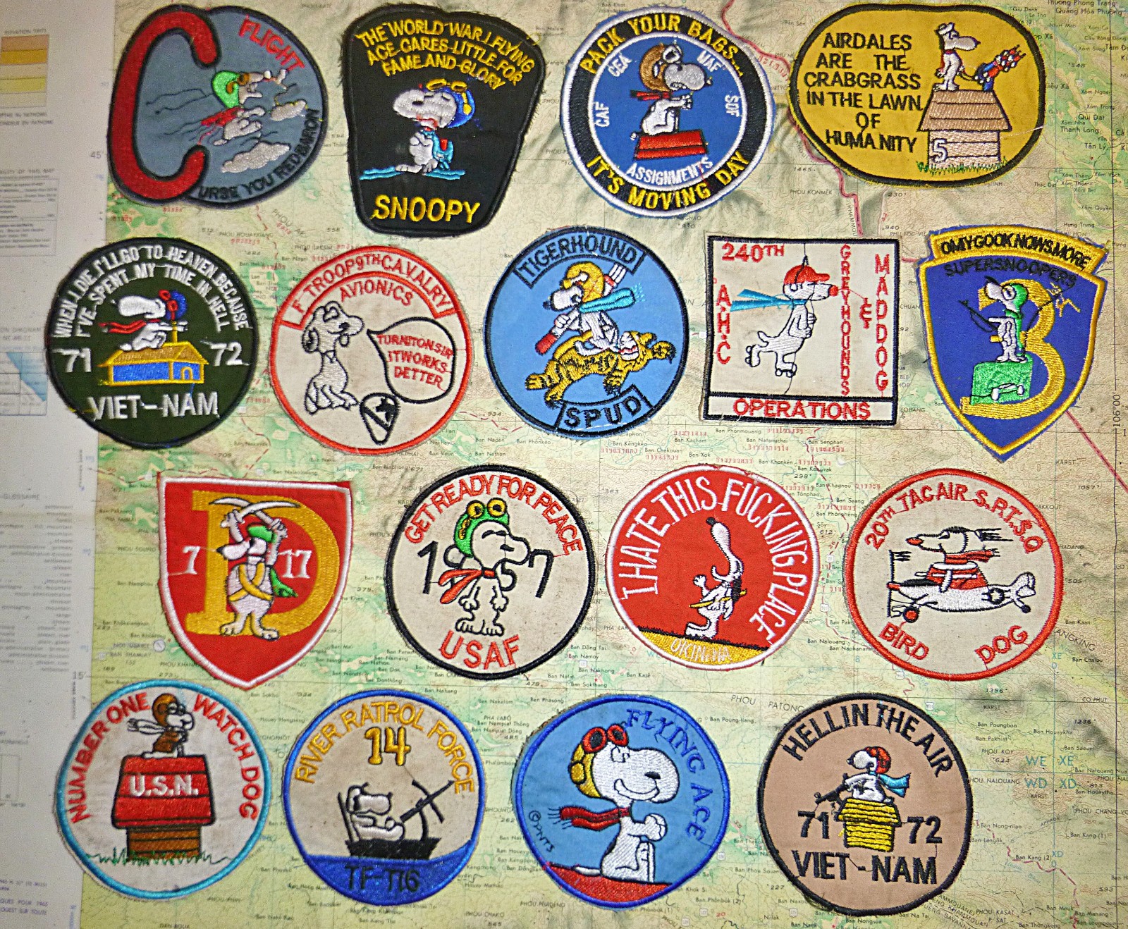 Pack Your Bags - Lot of 17 Snoopy Patch - Hell in Air - Snoopers, Vietnam War