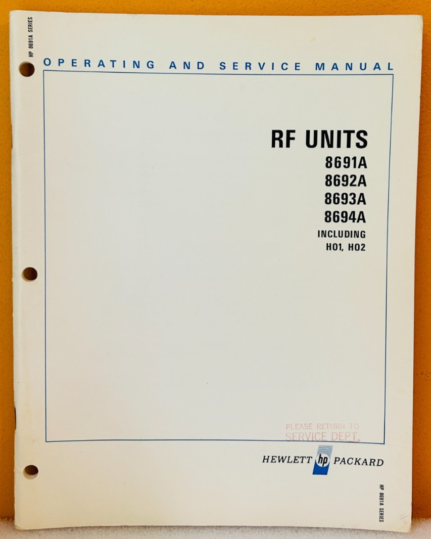 HP Agilent 08691-90021 1968 RF Units 8691A/8692A/8693A/8694A Service Manual.