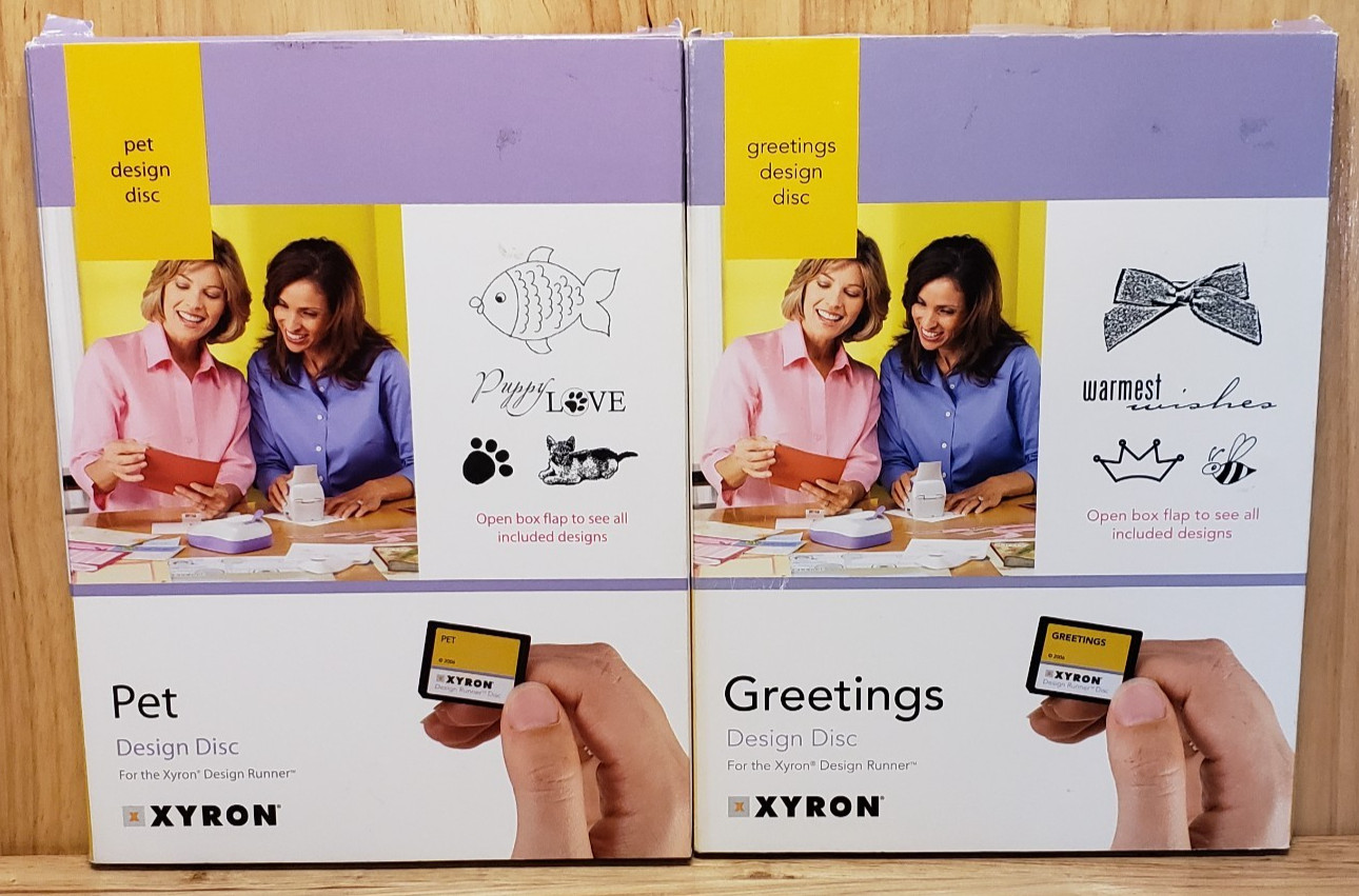 Xyron Design Runner Discs Lot of 2 – Pet & Greetings Themed – 40 Designs Each