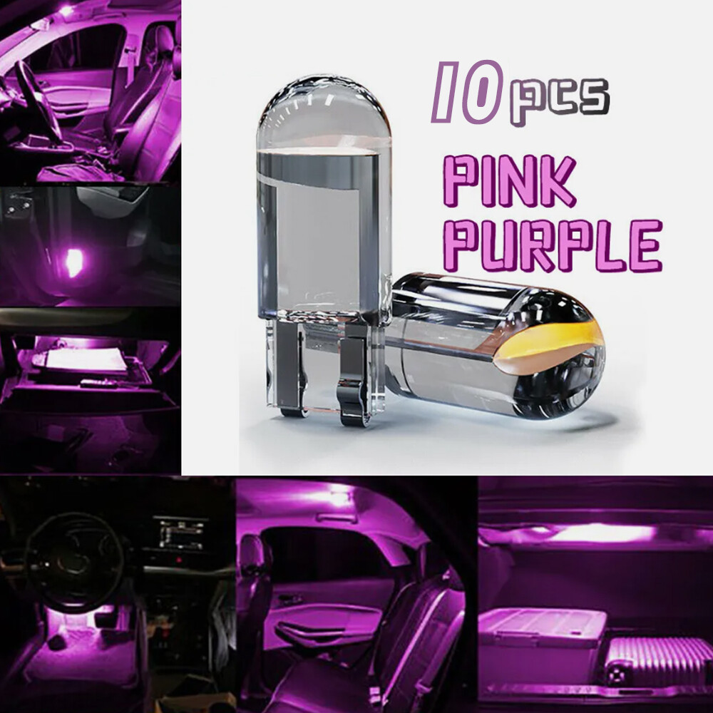 10x Purple LED T10 194 168 W5W Car Trunk Interior Map License Plate Light Bulb