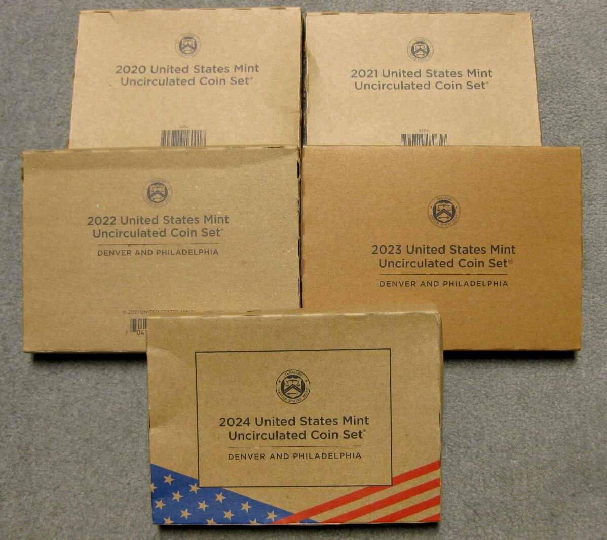 2020 thru 2024 Run of 5 Government Issued Mint Sets - Still Sealed