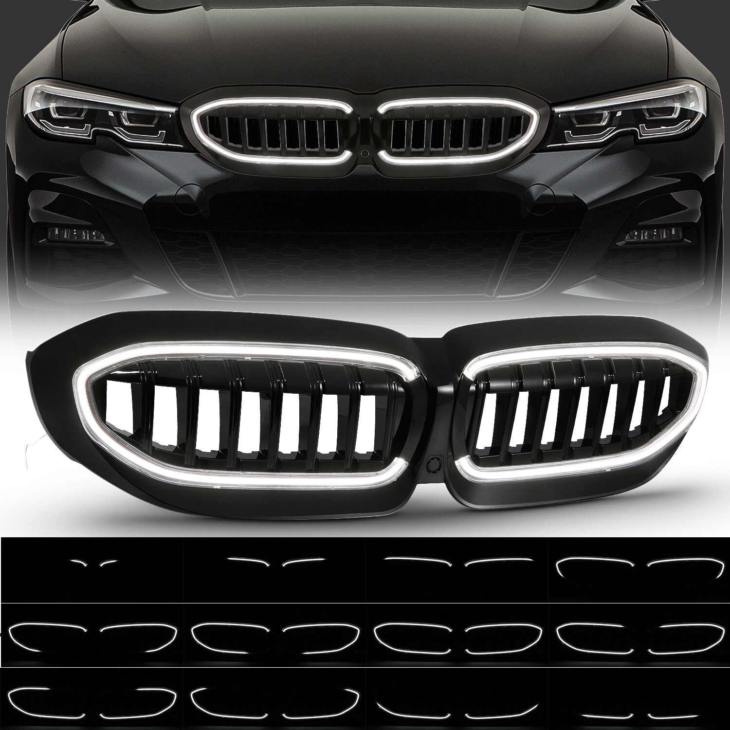 2019-2022 BMW 3 Series Initiation Feature LED Grille Lights G20 320i 330i M340i