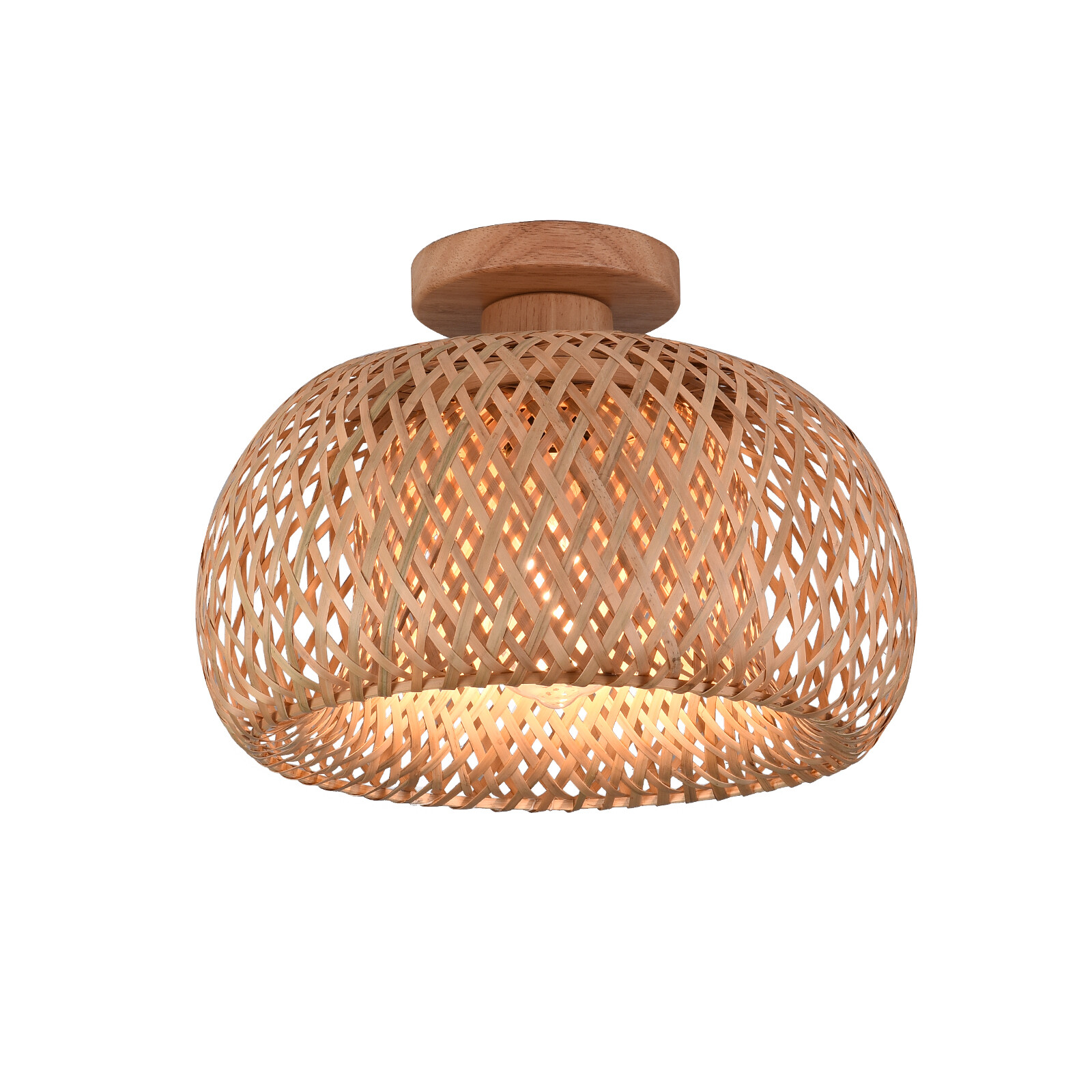 110V E26 Ceiling Light Semicircle Bamboo Pendant Light 60W Indoor Hanging Lamp