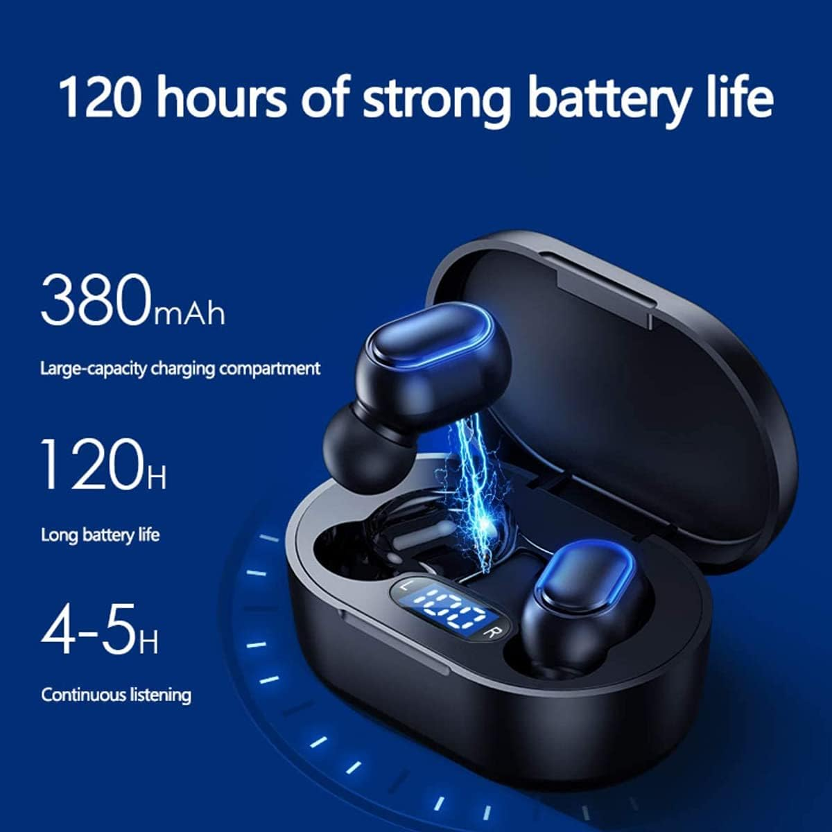Wireless Earbuds with Bluetooth IPX7 Waterproof Button Control One-Step Pairing